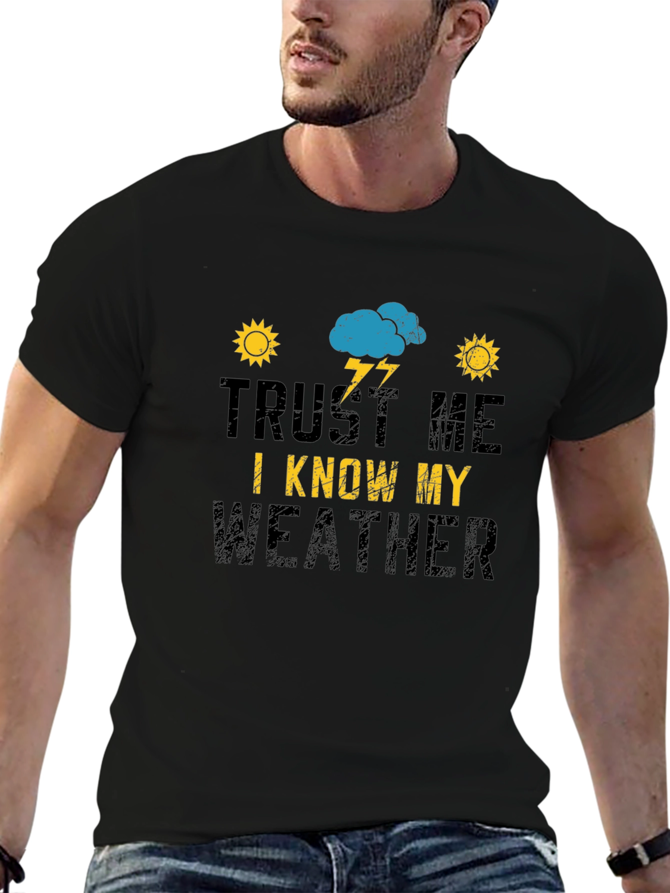 Black Trust Me I Know My Weather Black T-Shirt view 6