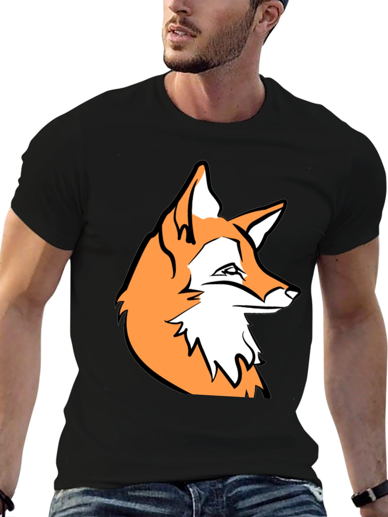 Black Fox Graphic Black T-Shirt - Stylish Casual Wear view 6