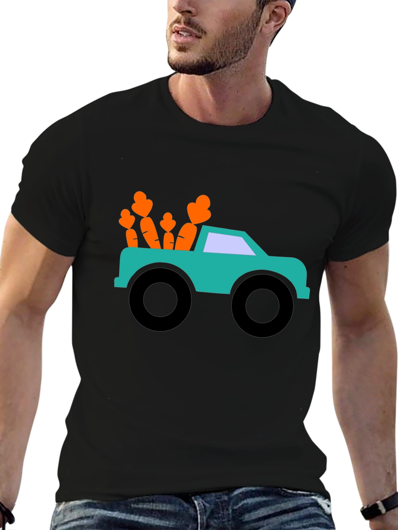 Black Carrot Truck Graphic Tee - Black Cotton Blend view 6