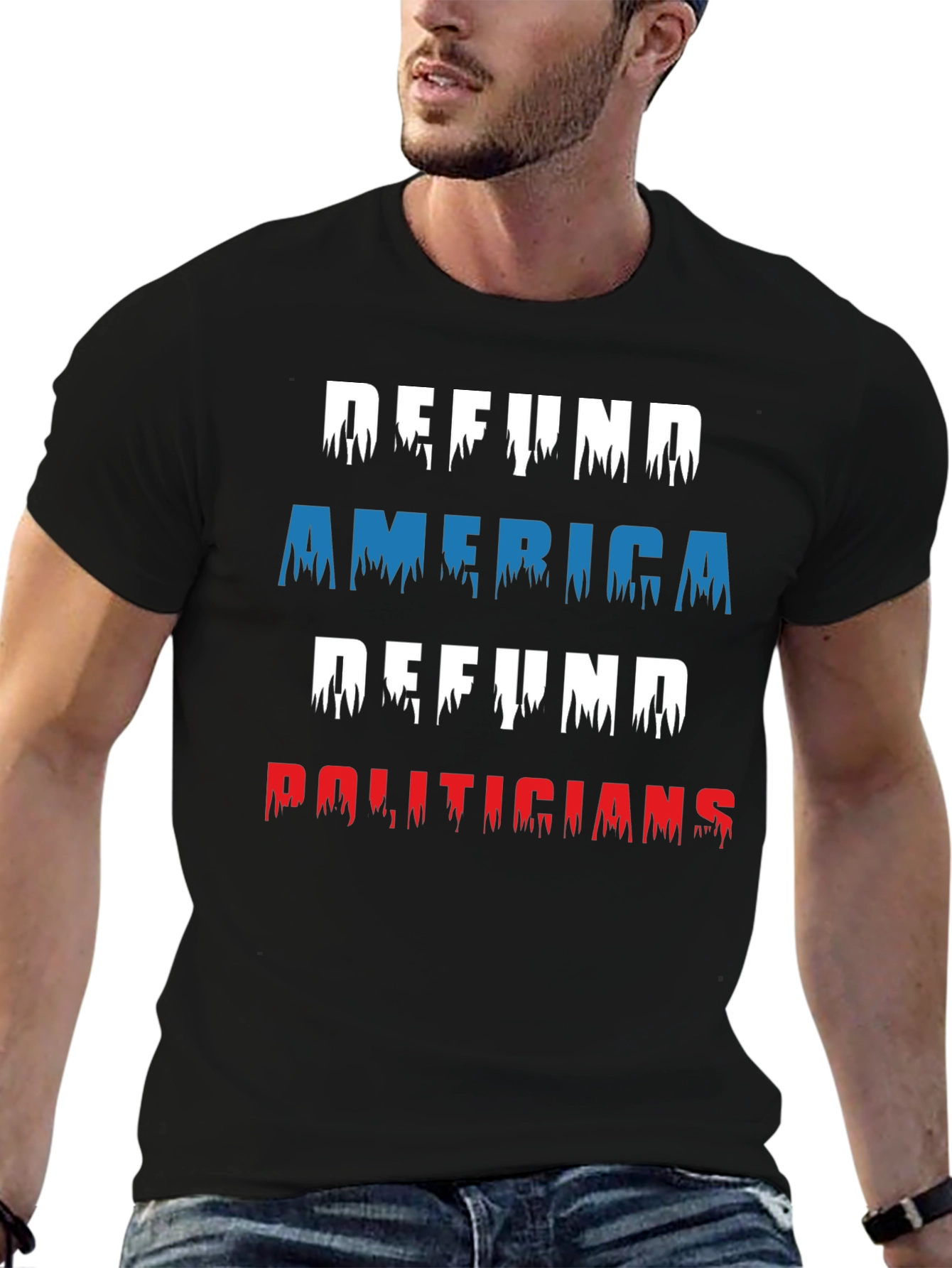 Black Defund America Politicians Graphic Tee view 6