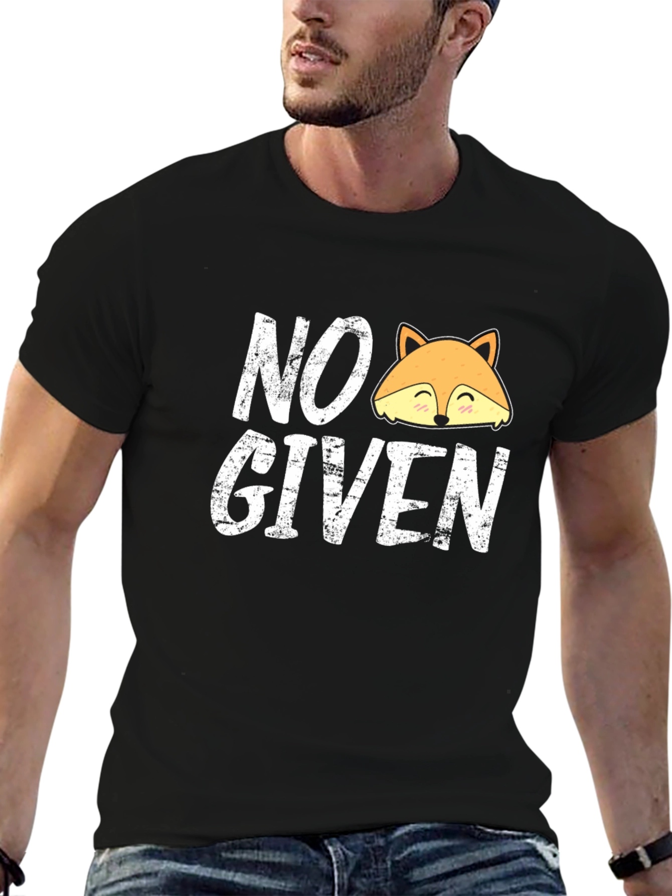 Black No Fox Given Graphic Tee - Funny Animal Pun Shirt view 6