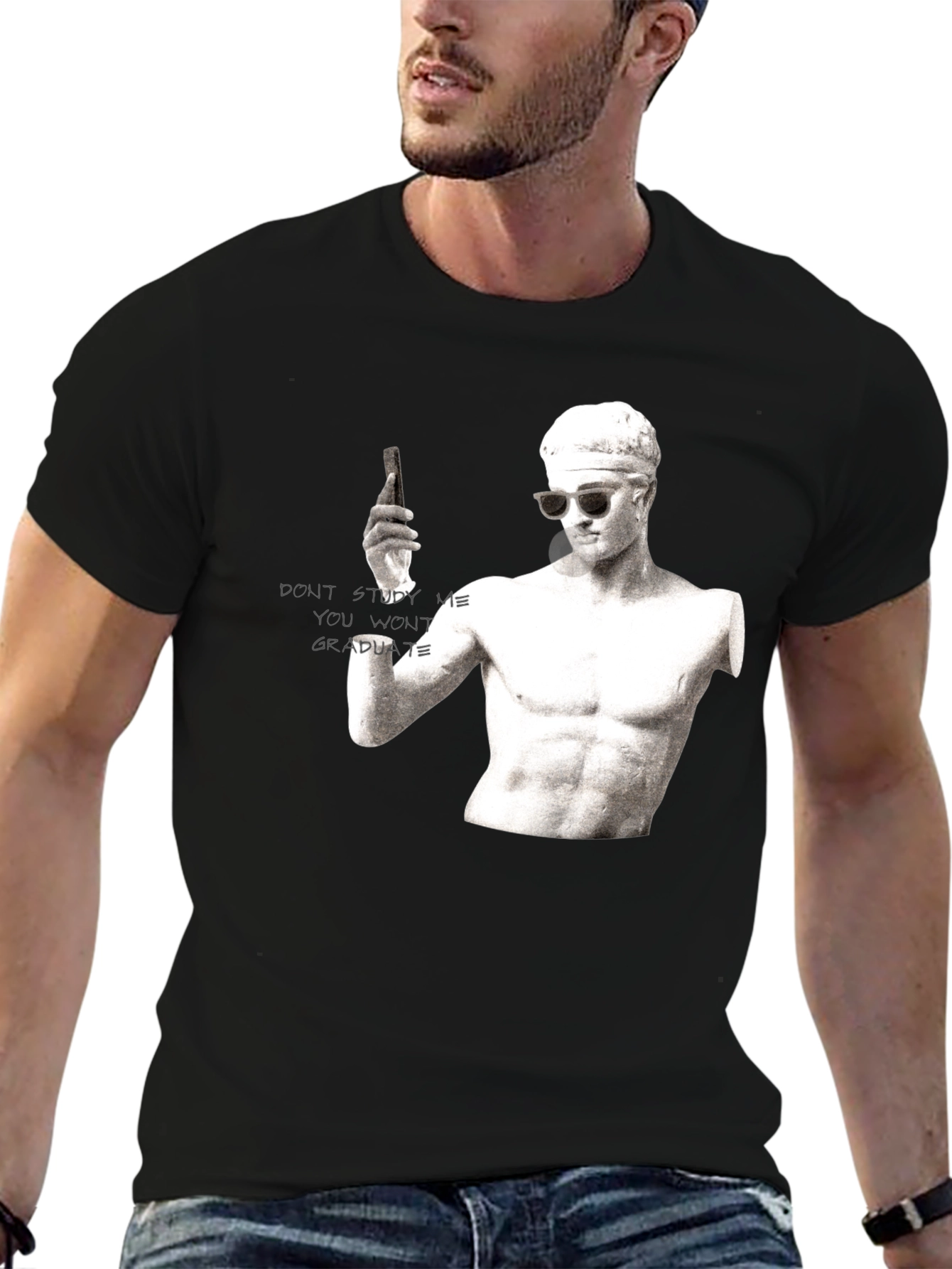 Black Humorous Student T-Shirt - Study Me & Fail view 6