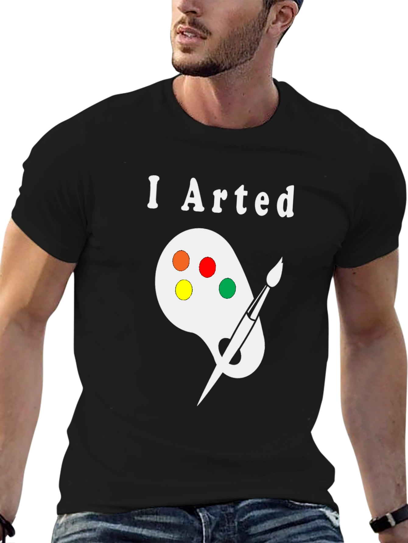 Black I Arted T-Shirt - Painter Palette Design view 6