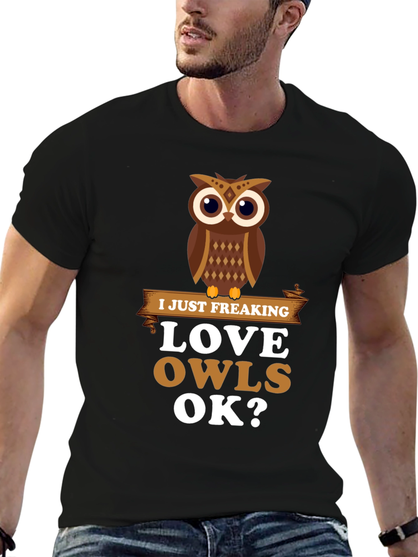 Black I Just Freaking Love Owls Graphic T-Shirt view 6