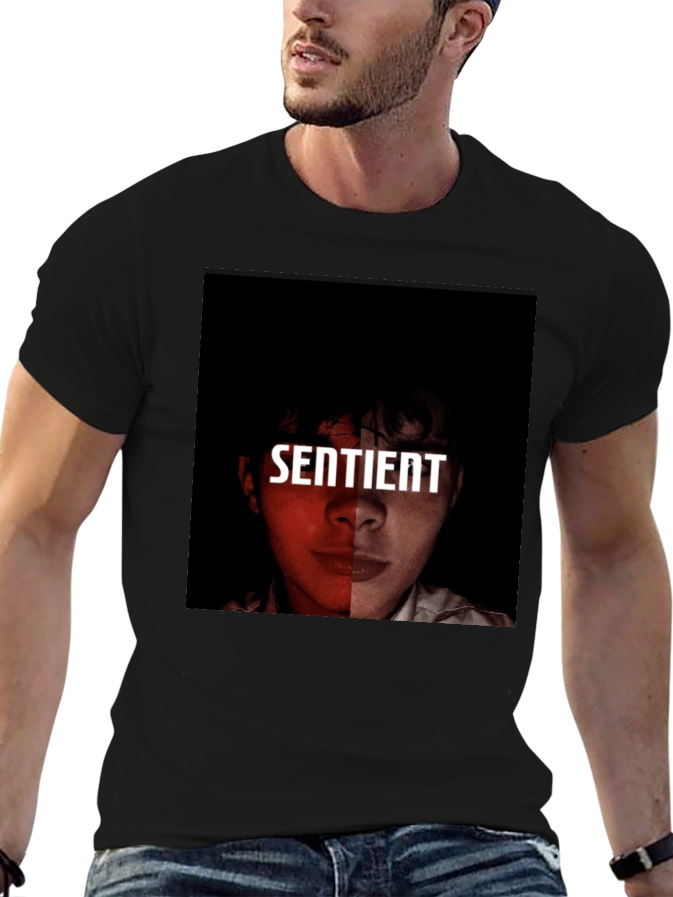 Black Sentient Graphic Tee - Modern Streetwear view 6