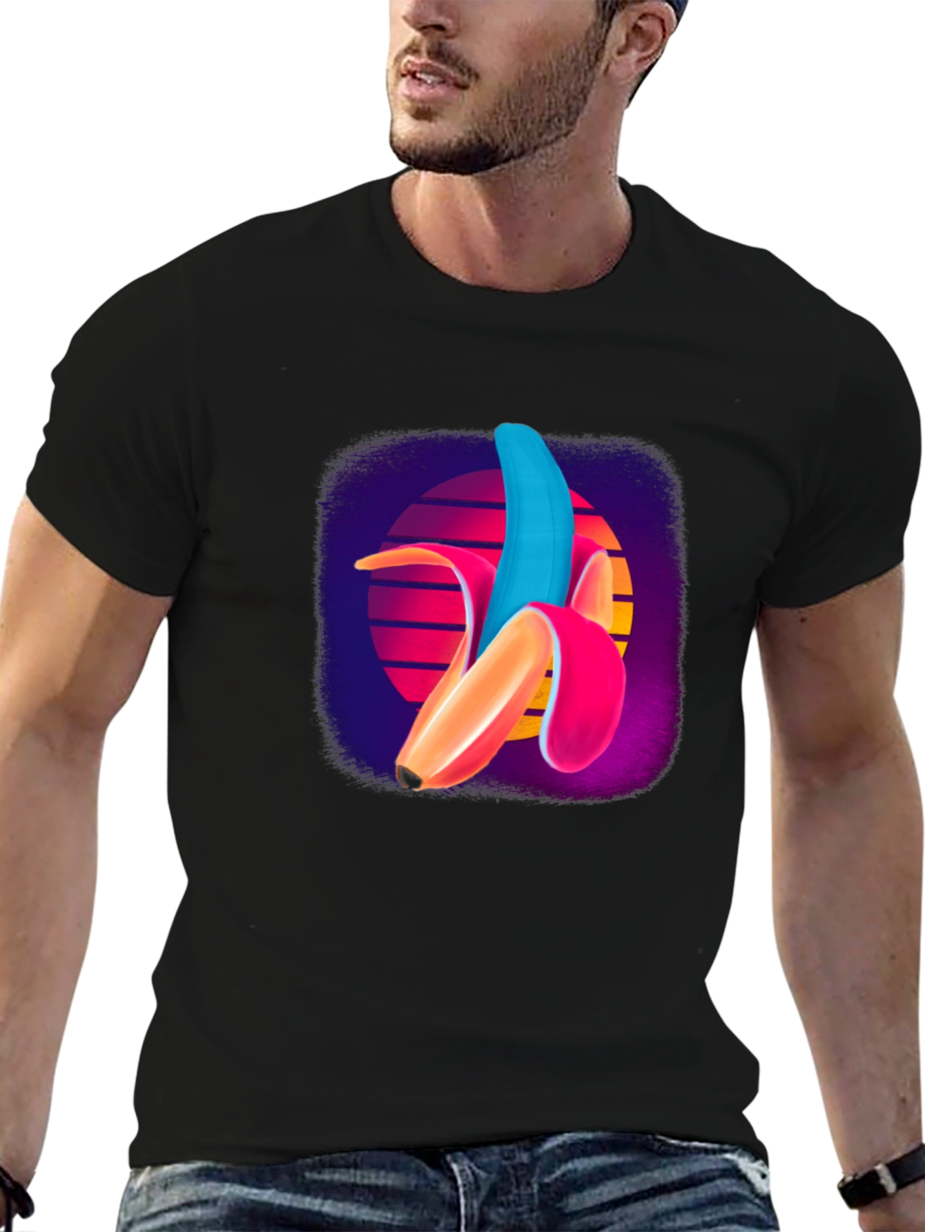 Black Retro Banana T-Shirt - Cool Graphic Tee view 6