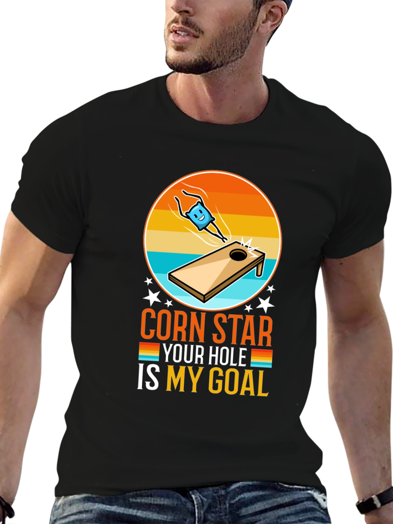 Black Corn Star Your Hole Is My Goal Funny T-Shirt view 6