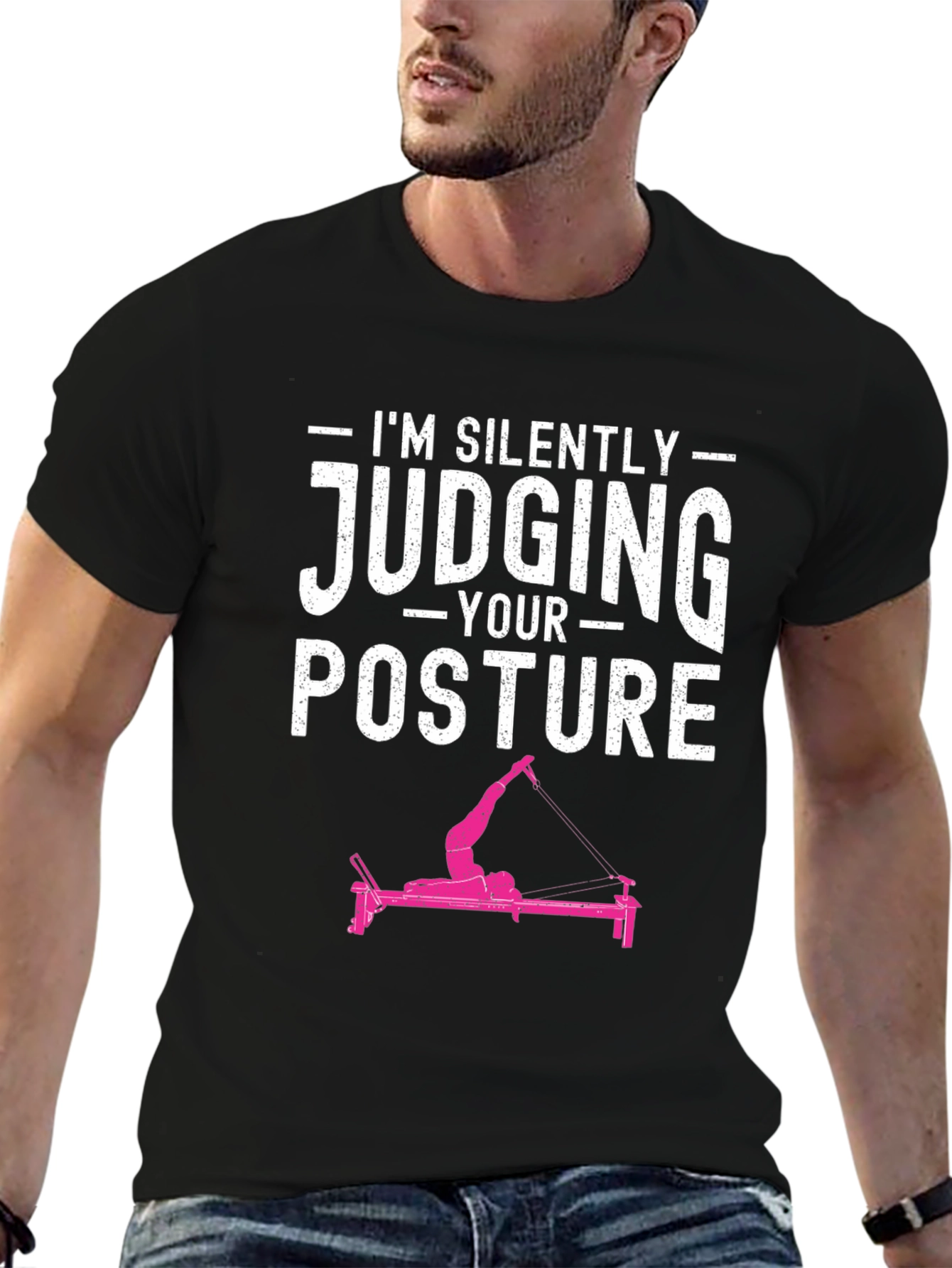 Black I'm Silently Judging Your Posture T-Shirt view 6
