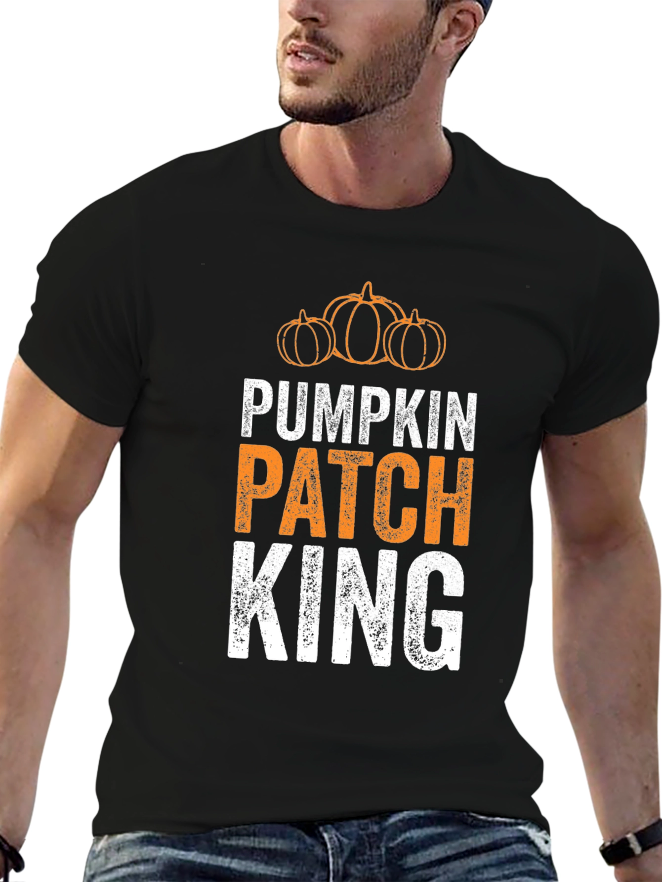 Black Pumpkin Patch King T-Shirt view 6