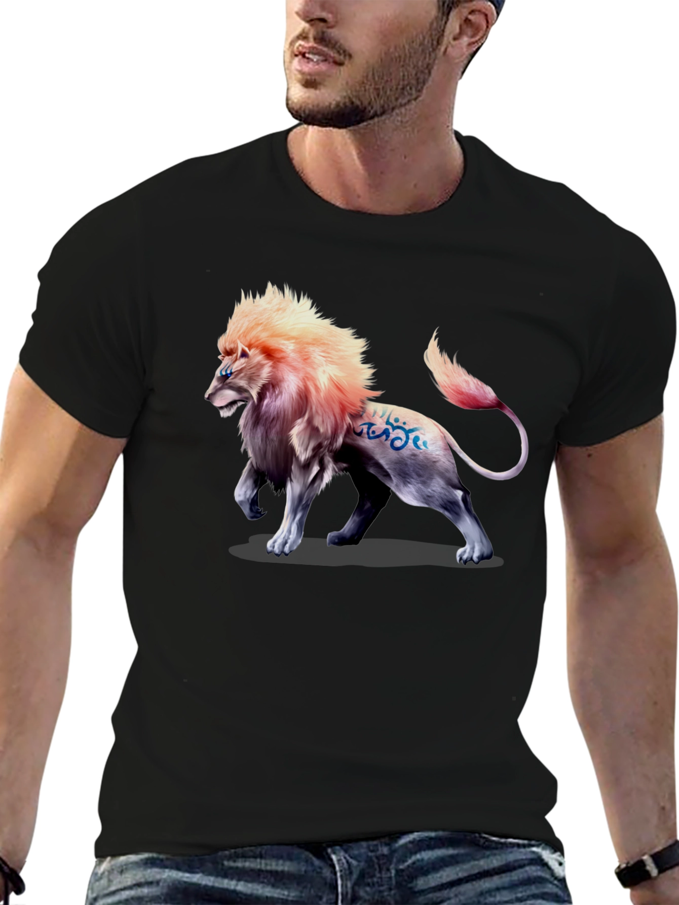 Black Lion Graphic Print T-Shirt - Bold Style view 6