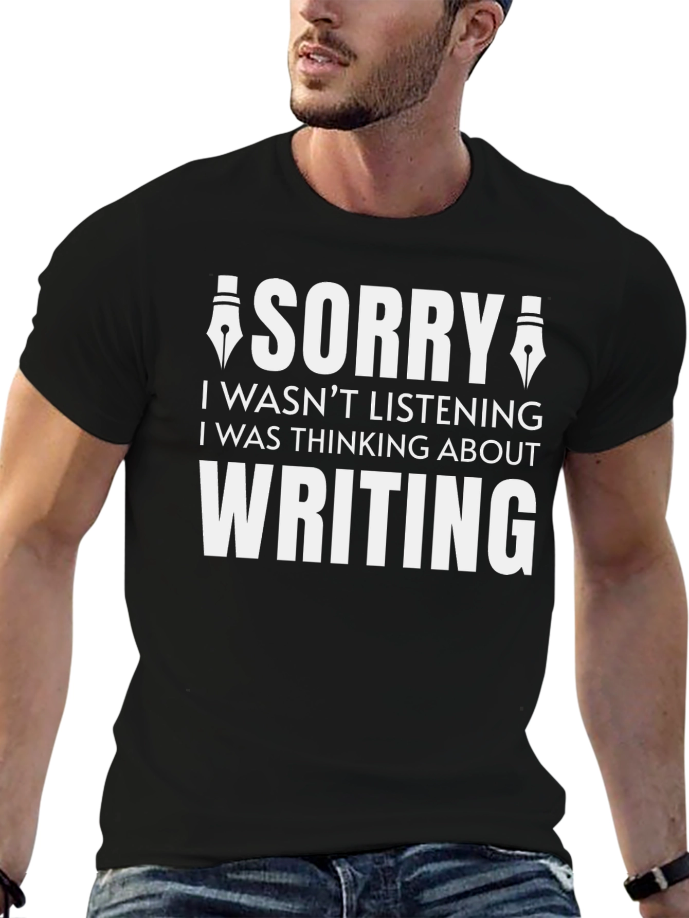Black Writer's Tee: Sorry, I Was Thinking About Writing! view 6
