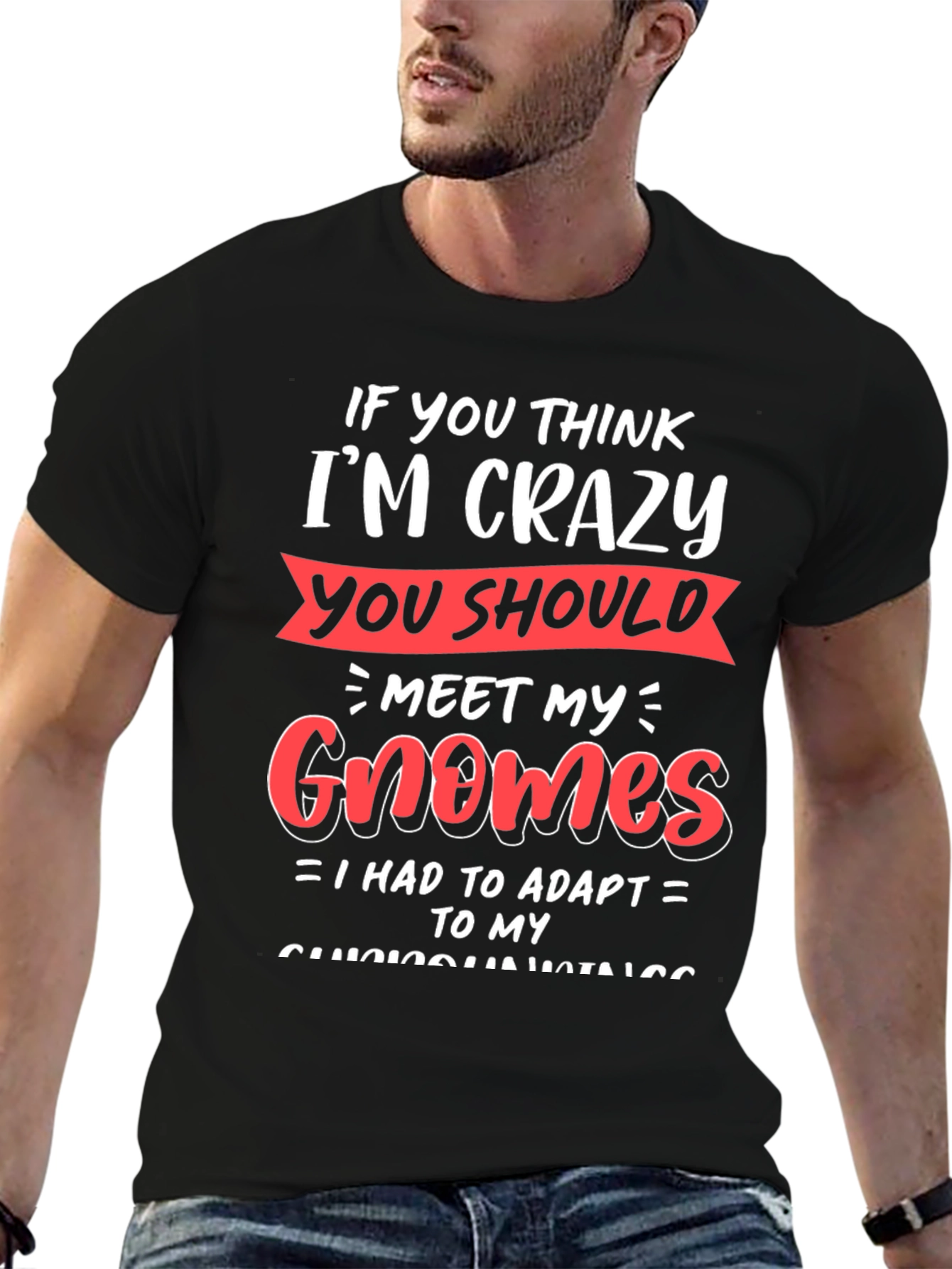 Black Crazy Gnomes Graphic T-Shirt - Funny Novelty Tee view 6