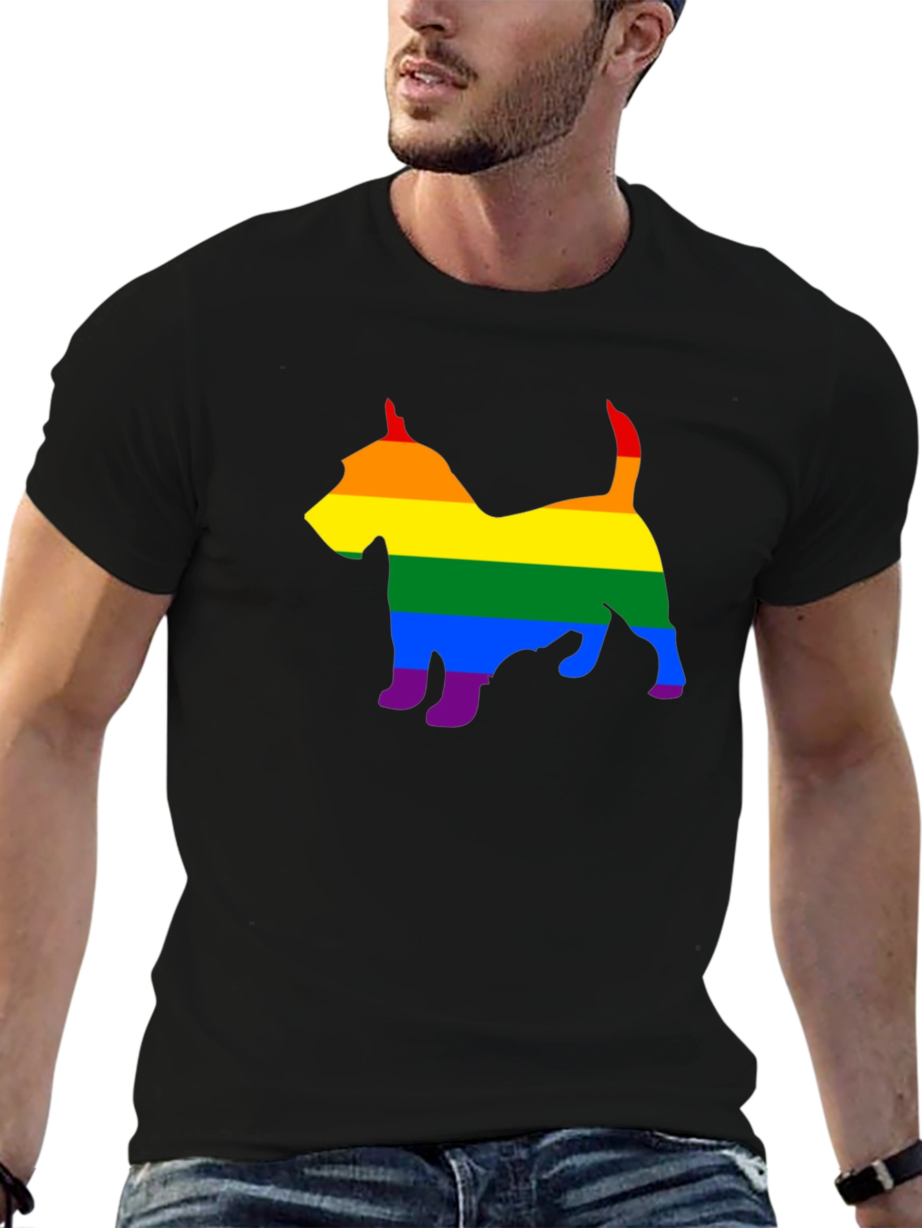 Black Rainbow Dog Silhouette Tee - Pride Apparel view 6