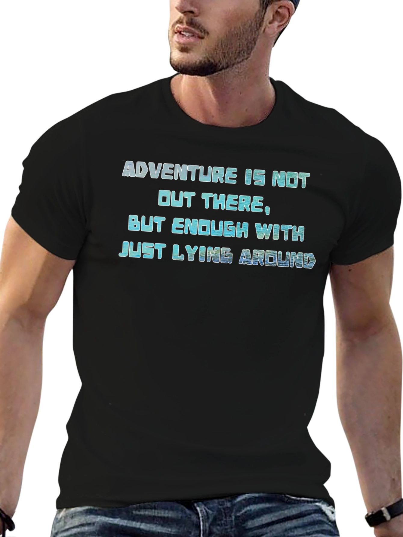 Black Adventure Awaits T-Shirt - Inspirational Tee view 6