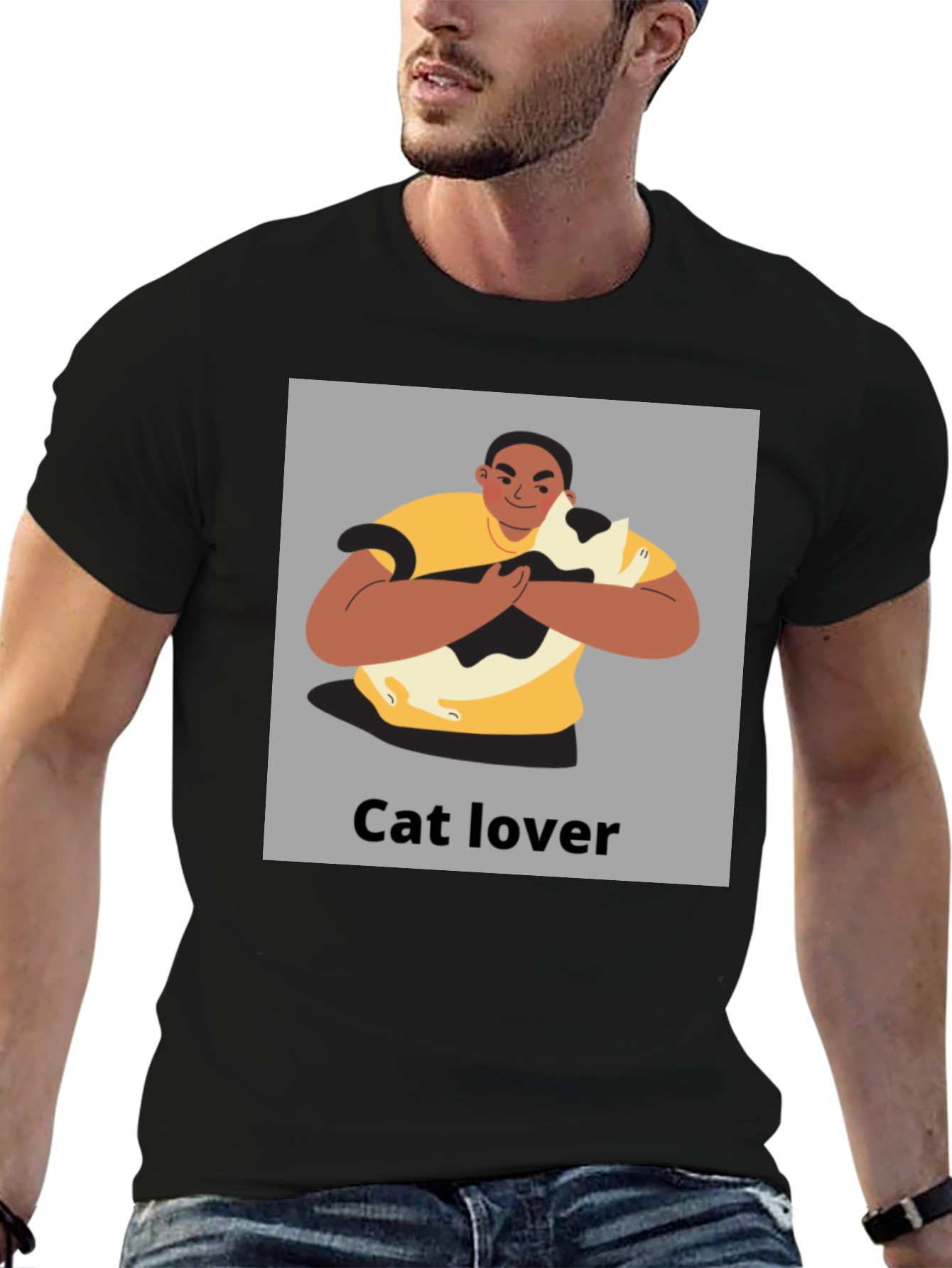 Black Cat Lover Graphic Tee - Unisex Black T-Shirt view 6