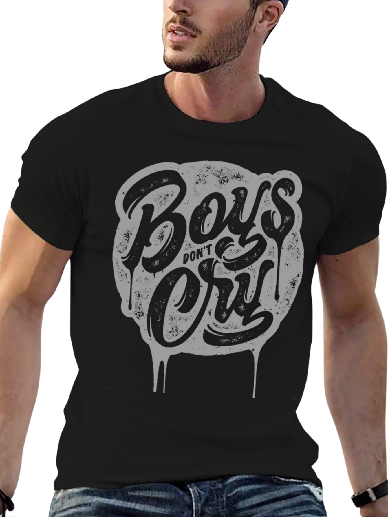 Black Boys Don't Cry Graphic Tee - Stylish Crew Neck T-Shirt view 6