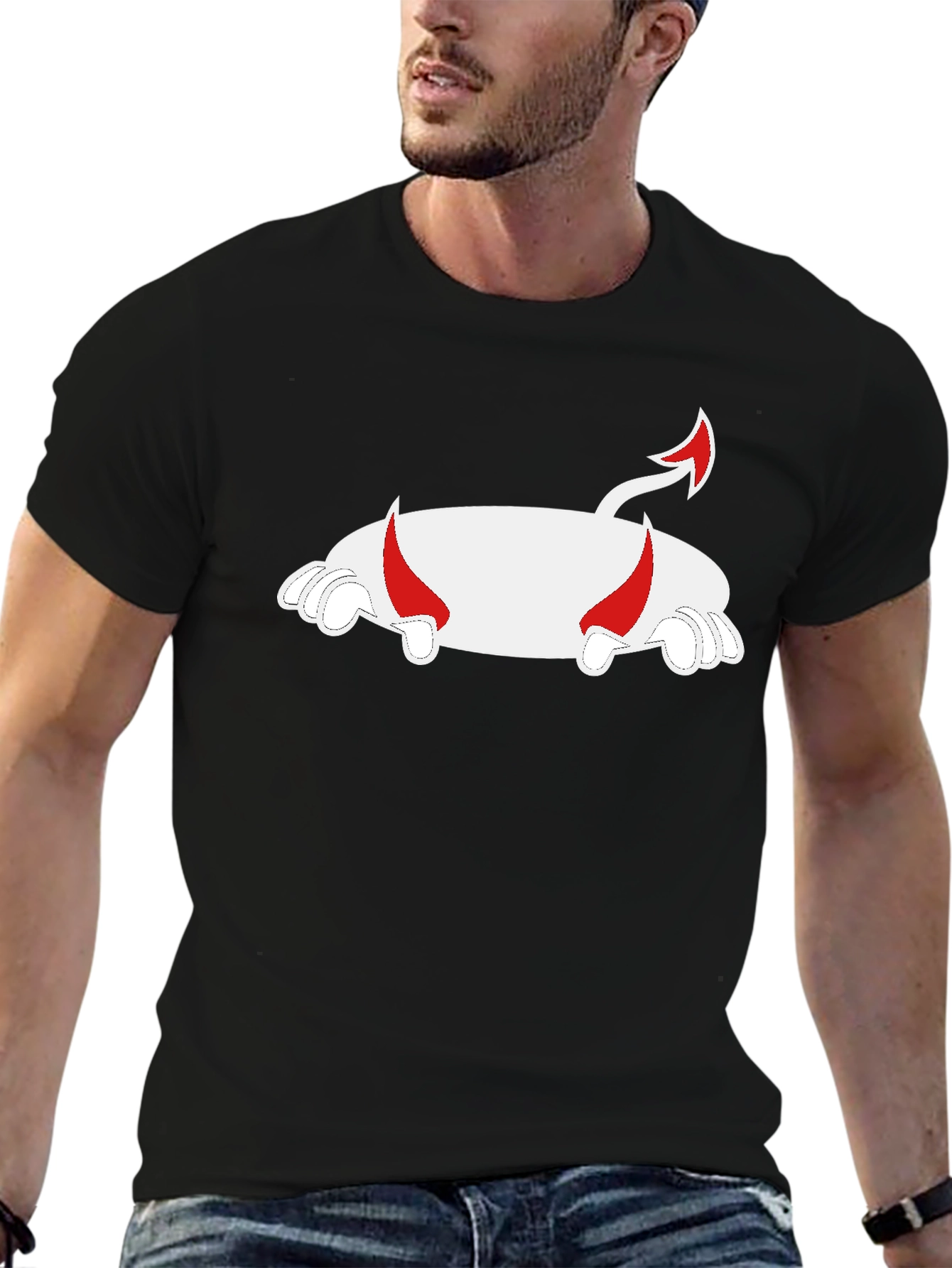 Black Devil Pig T-Shirt - Black Cotton Blend view 6