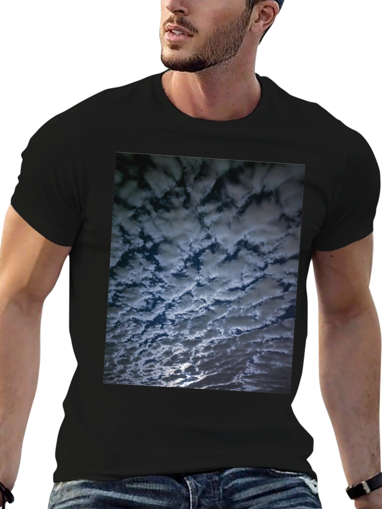 Black Cloudscape Graphic Tee - Black Cotton Comfort view 6