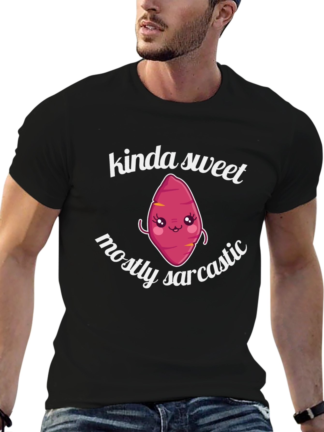 Black Kinda Sweet Mostly Sarcastic Cute Yam T-Shirt view 6