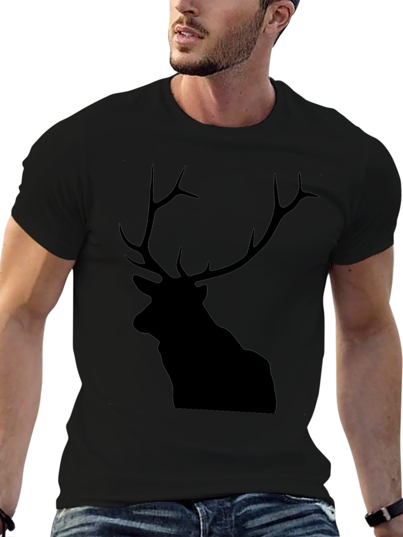 Black Black Deer Graphic Tee - Mens Short Sleeve Shirt view 6