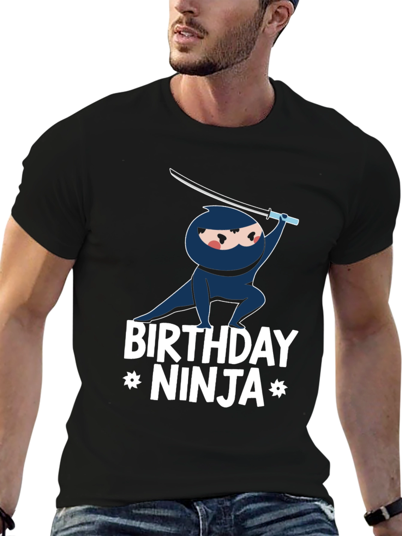 Black Birthday Ninja Graphic T-Shirt view 6