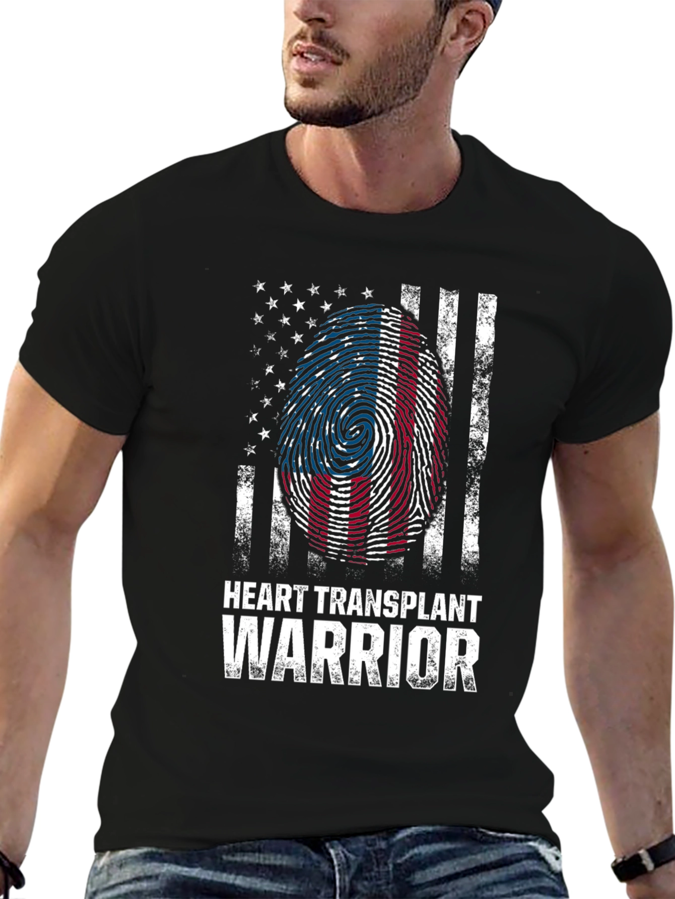 Heart Transplant Warrior USA Flag T-Shirt - 6