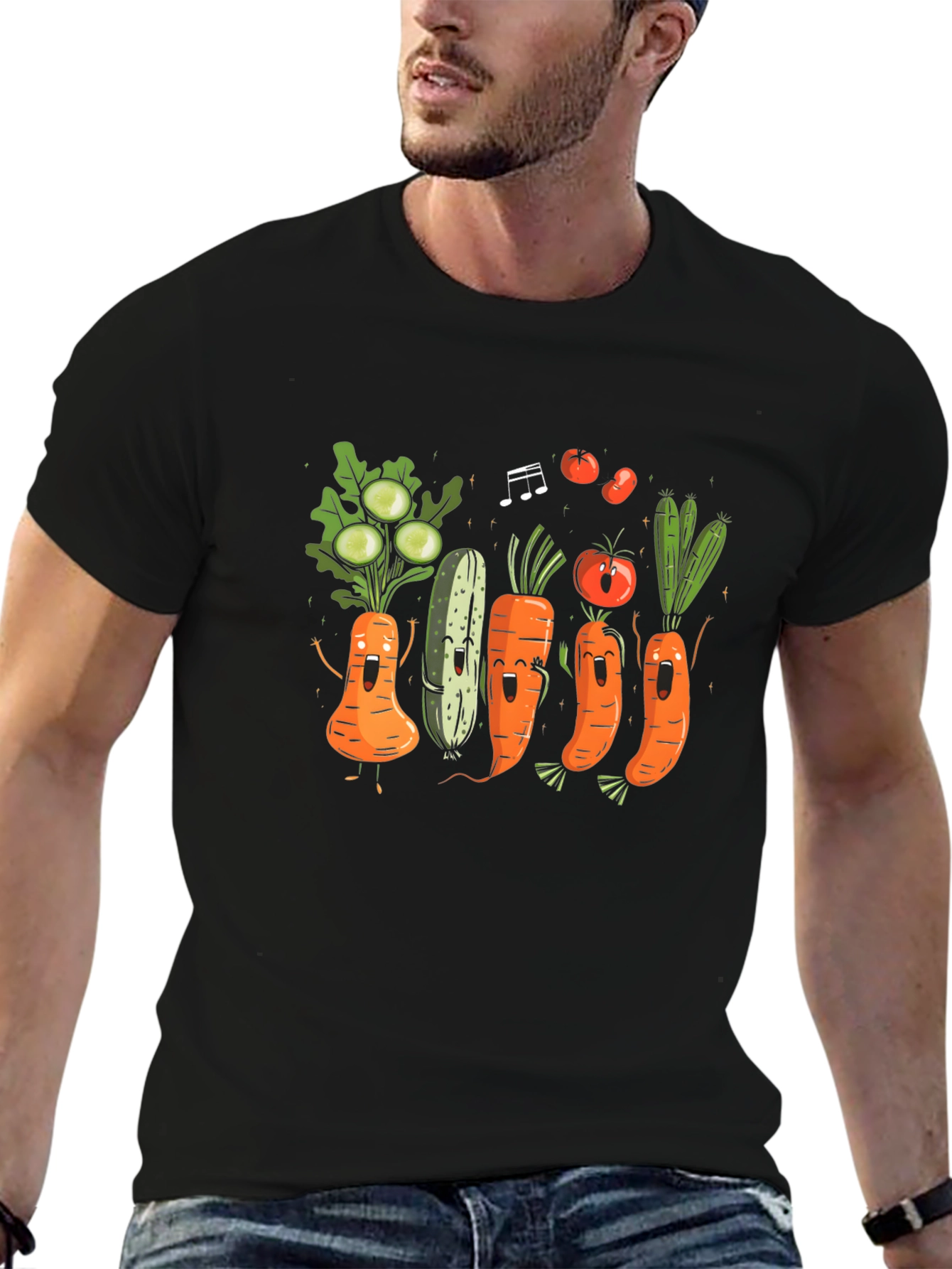 Black Vegetable Band T-Shirt: Fun Foodie Fashion view 6