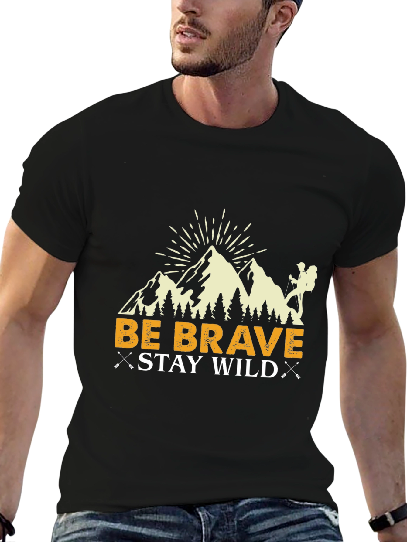 Black Be Brave Stay Wild Graphic Tee view 6