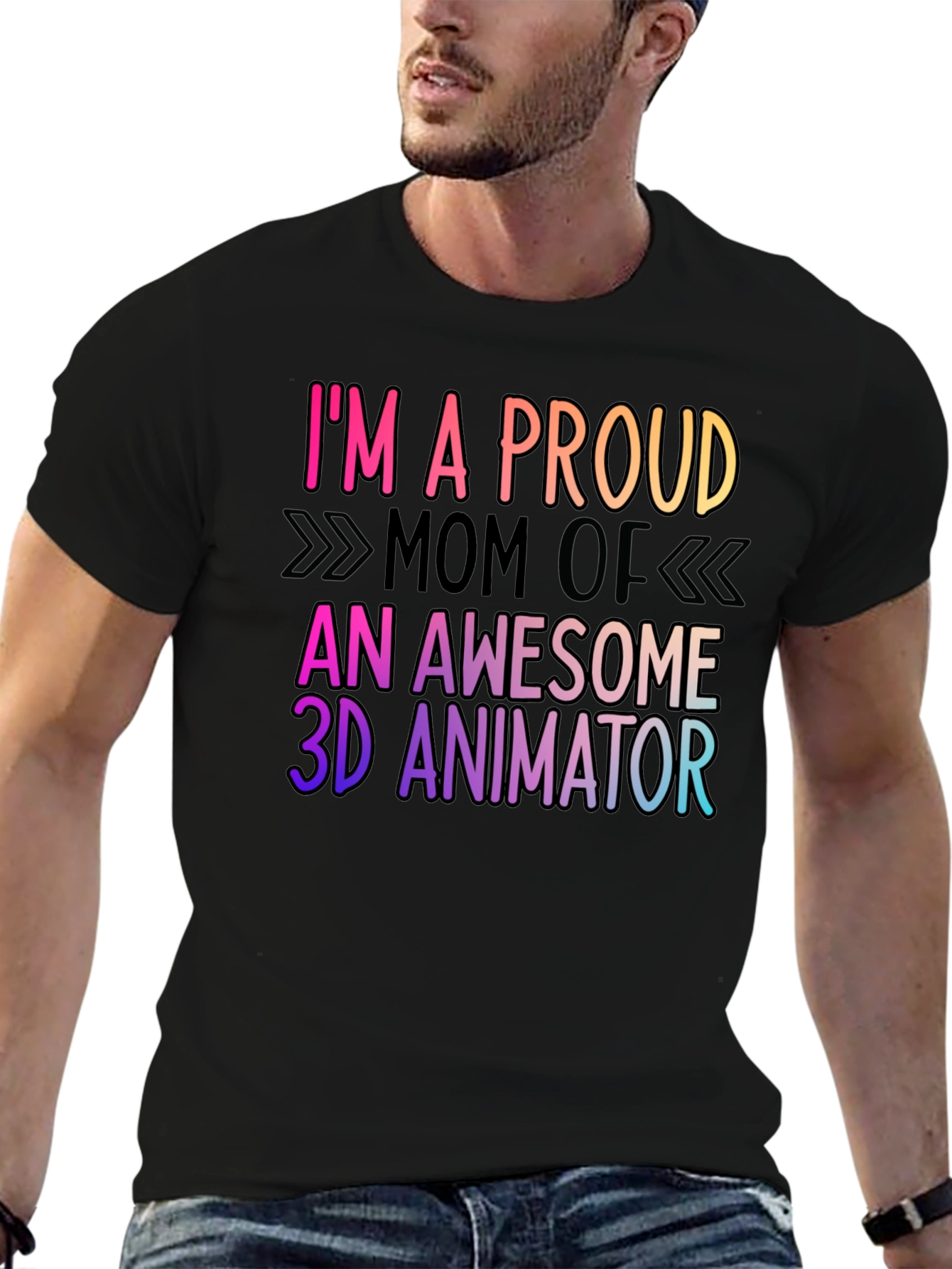 Black Proud Mom of 3D Animator Graphic Tee view 6