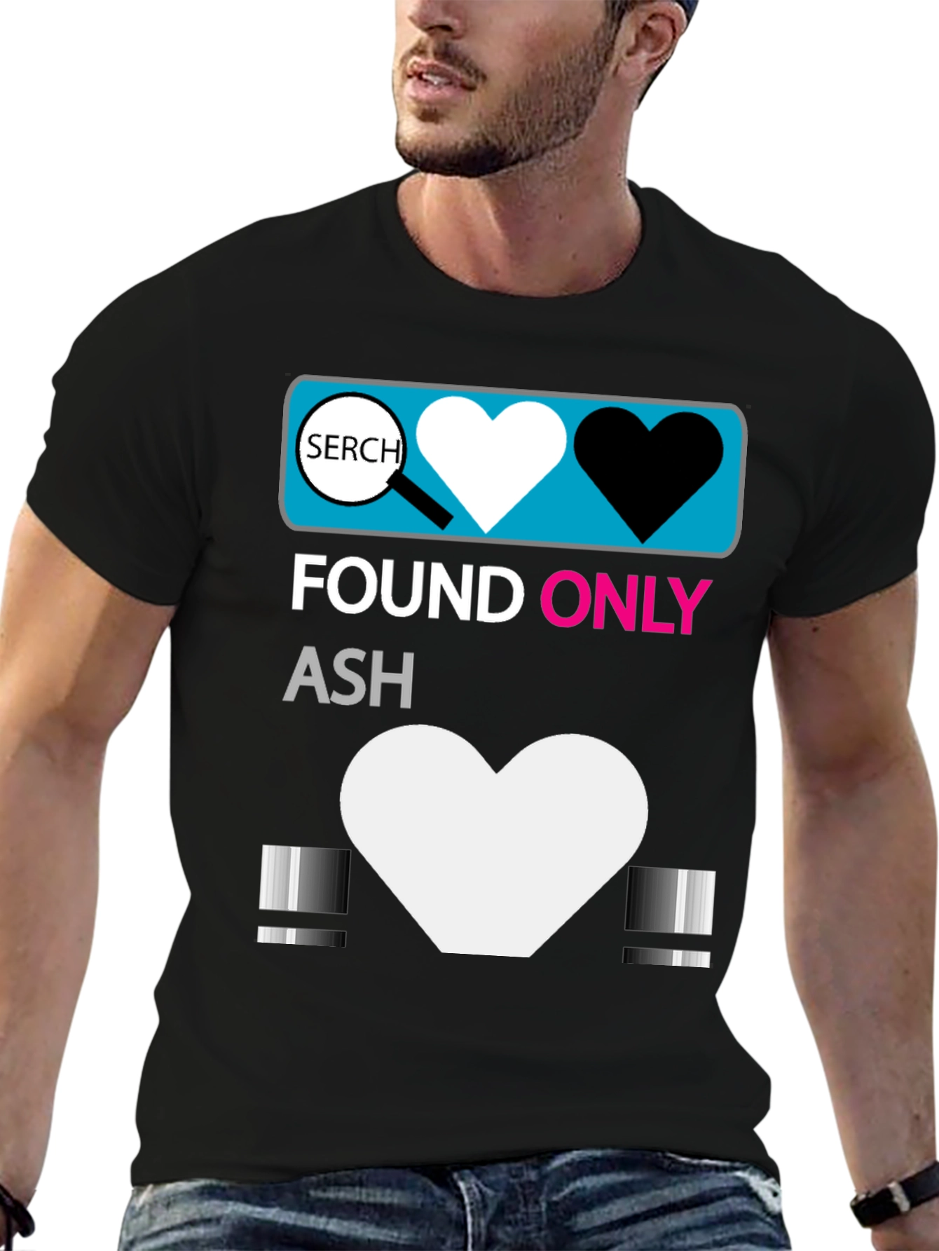 Black Found Only Ash T-Shirt - Heart Search Design view 6