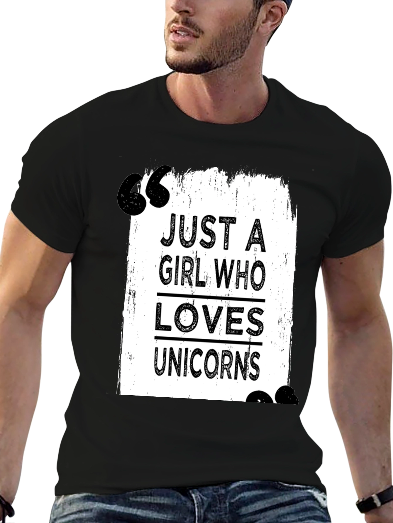 Black Just a Girl Who Loves Unicorns T-Shirt view 6