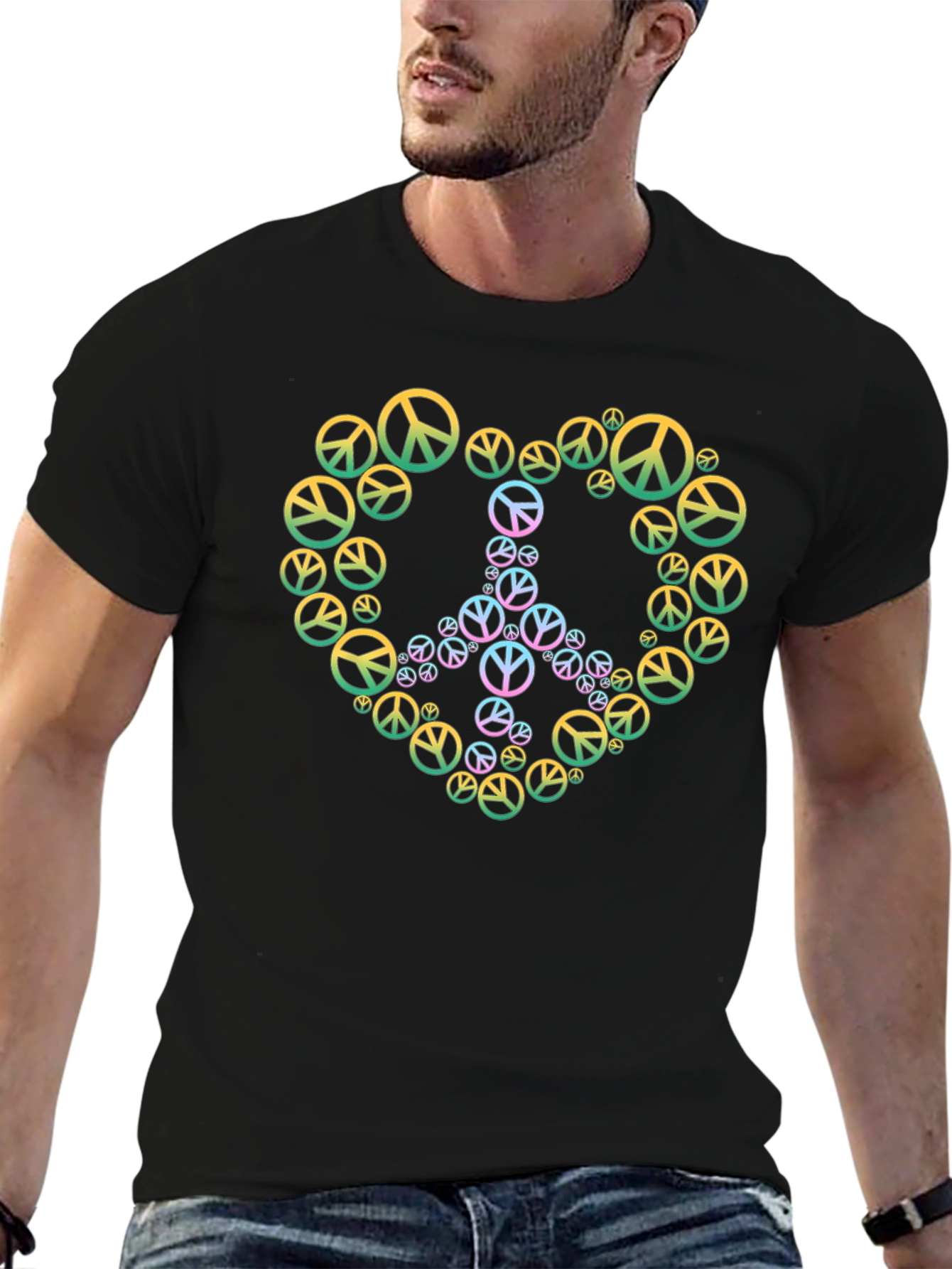 Peace Heart Graphic Tee - Black Casual T-Shirt - 6