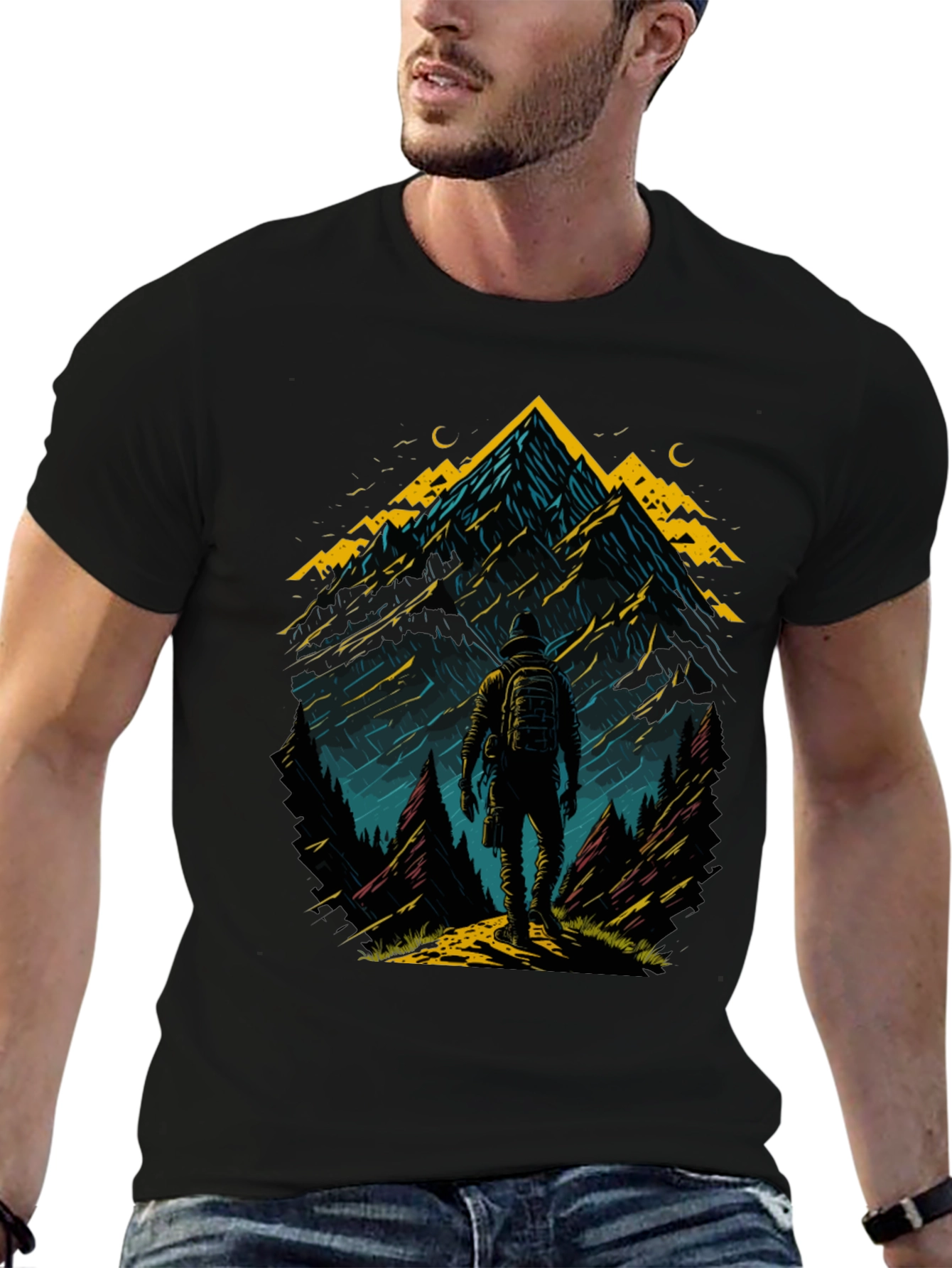 Black Mountain Adventure T-Shirt: Hiker Graphic Tee view 6