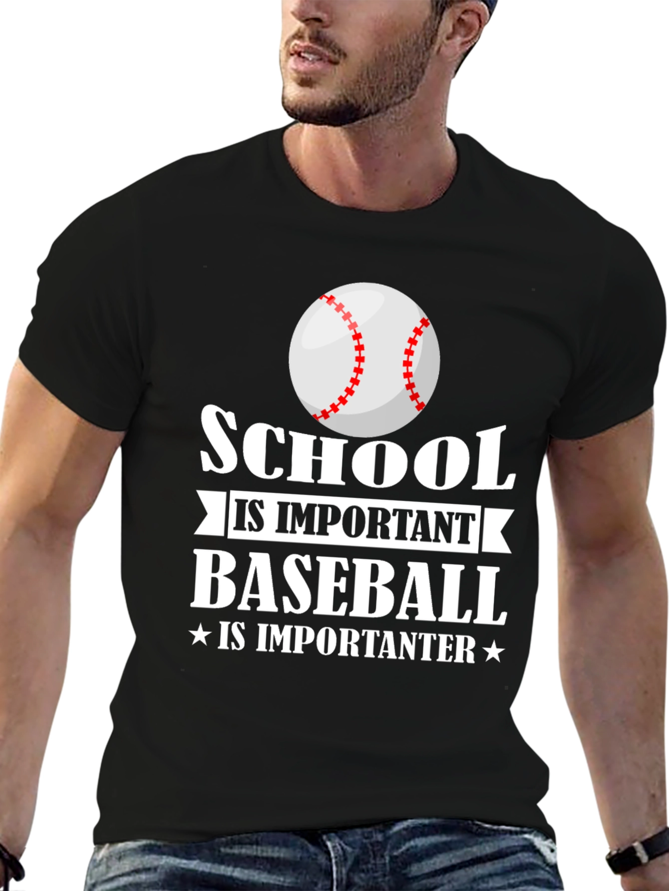 Black School is Important Baseball is Importanter T-Shirt view 6