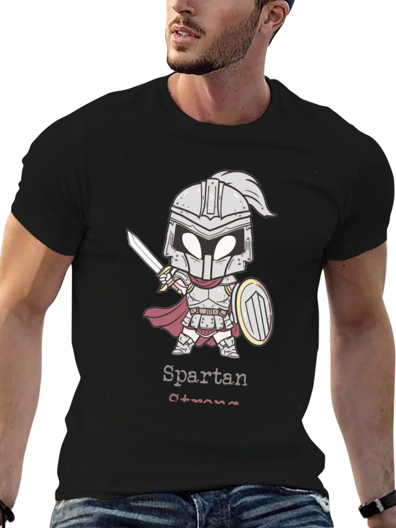 Black Spartan Strong Graphic T-Shirt view 6