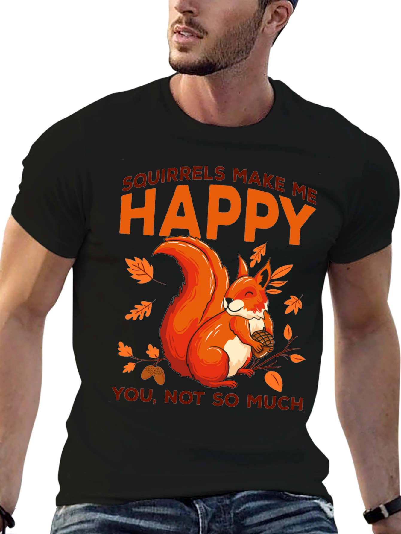 Black Squirrels Make Me Happy Graphic T-Shirt view 6