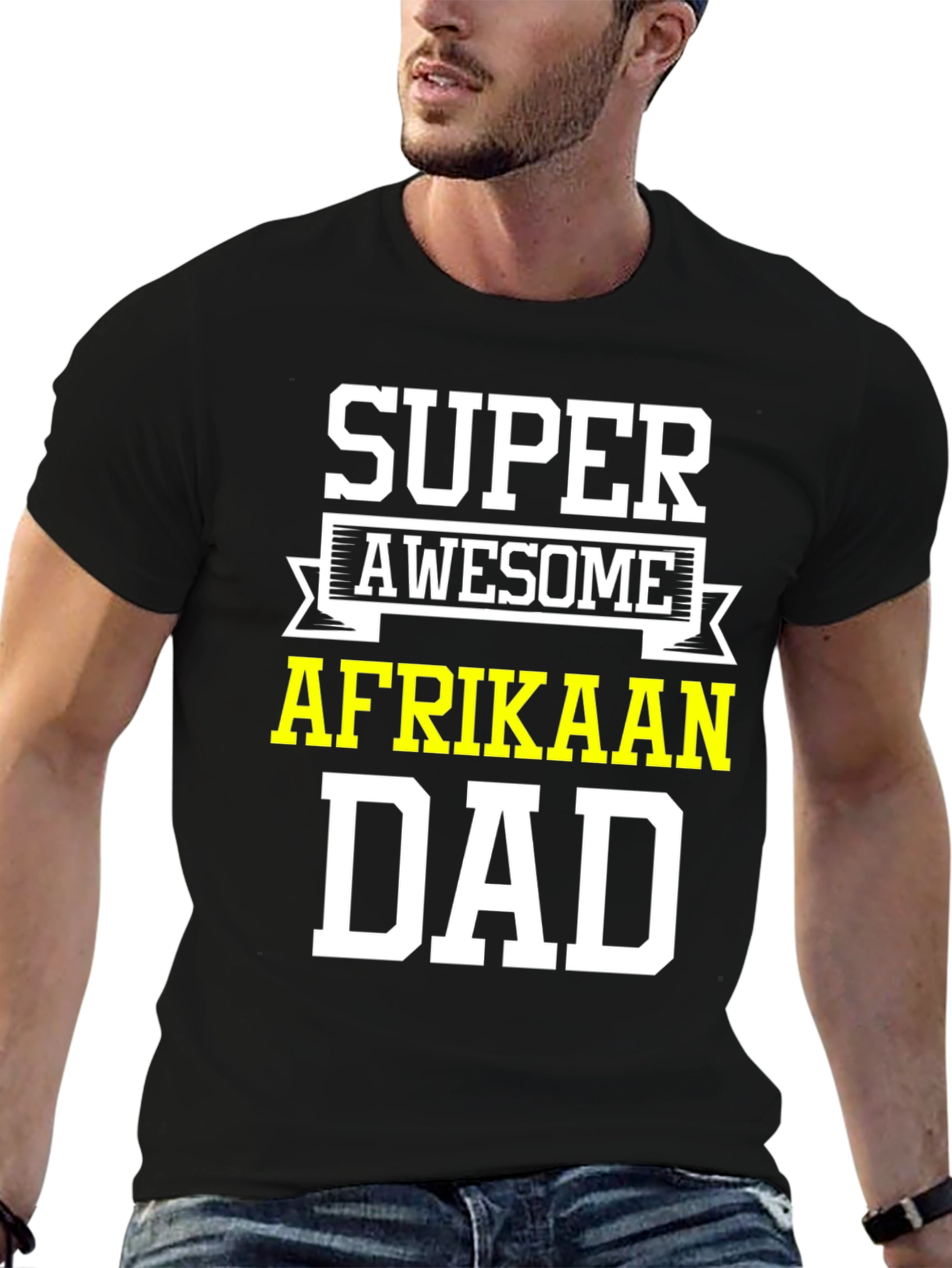 Black Super Awesome Afrikaan Dad T-Shirt view 6