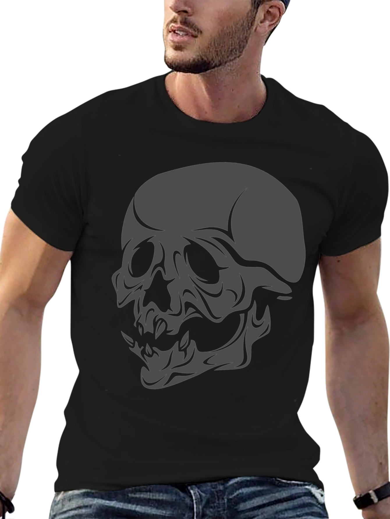 Black Skull Graphic Black T-Shirt view 6