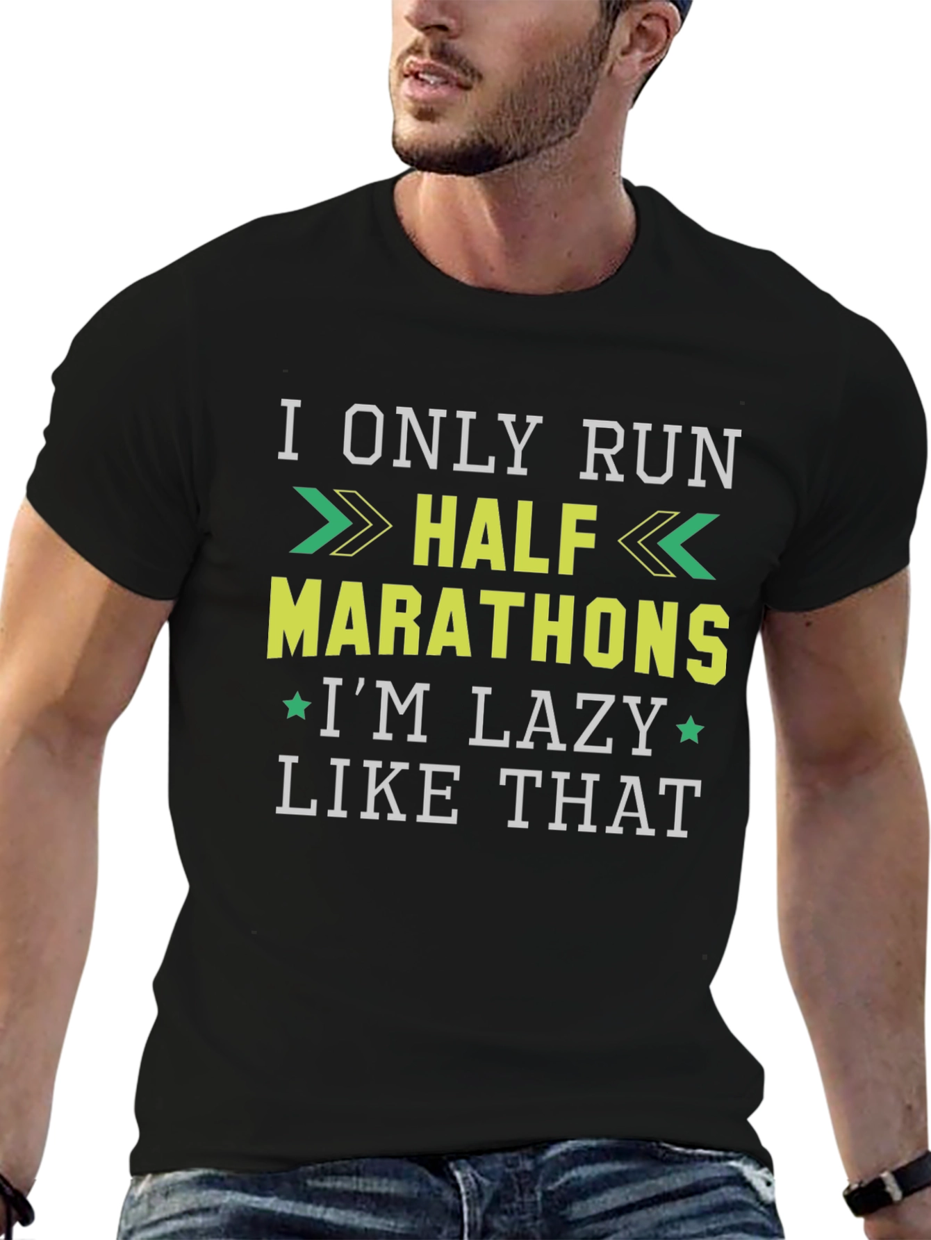 Black Funny Running T-Shirt: I Only Run Half Marathons - I'm Lazy Like That! view 6