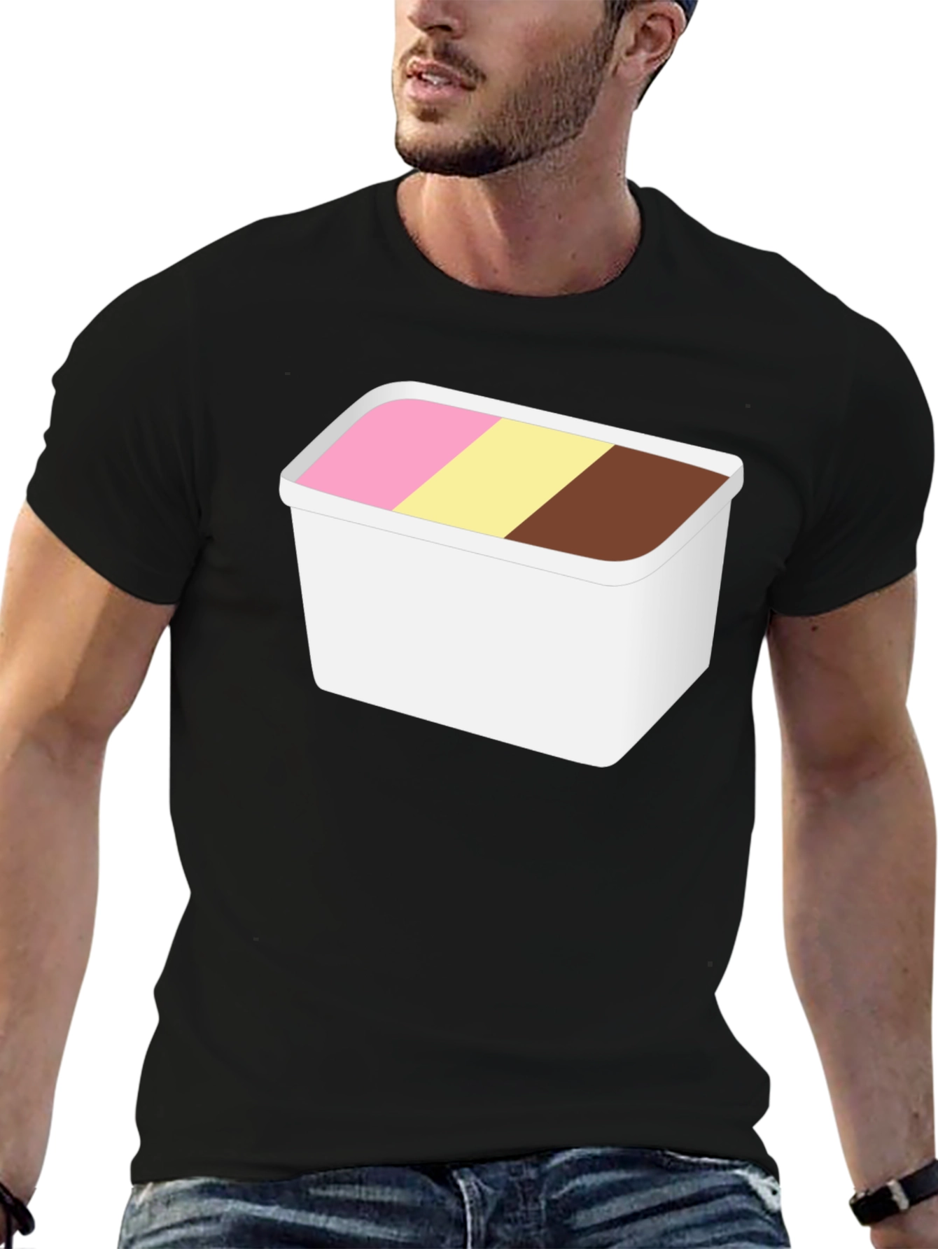 Black Ice Cream Tub Graphic Tee - Cool Novelty Shirt view 6