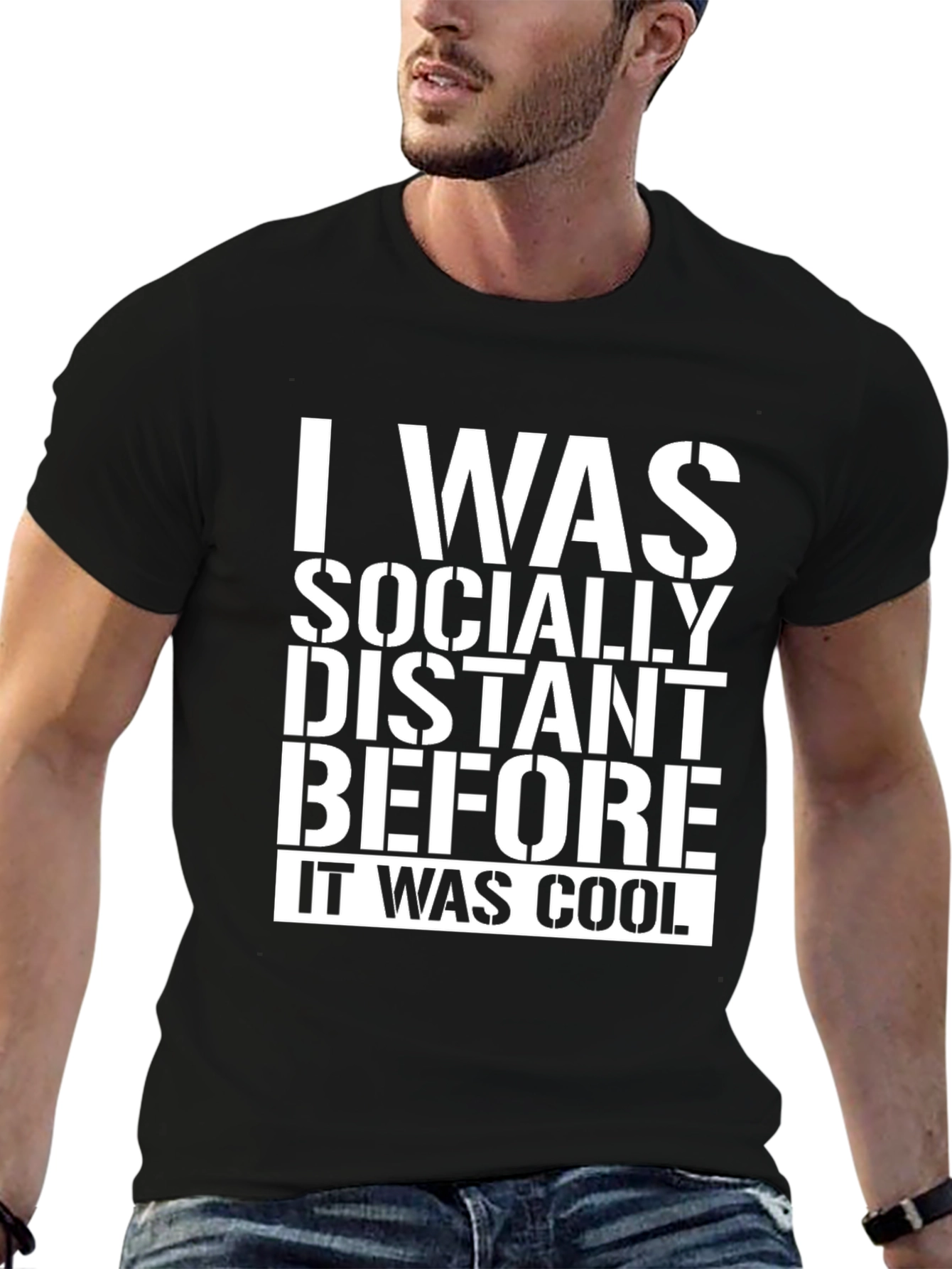 Black Socially Distant T-Shirt - Funny Novelty Tee view 6