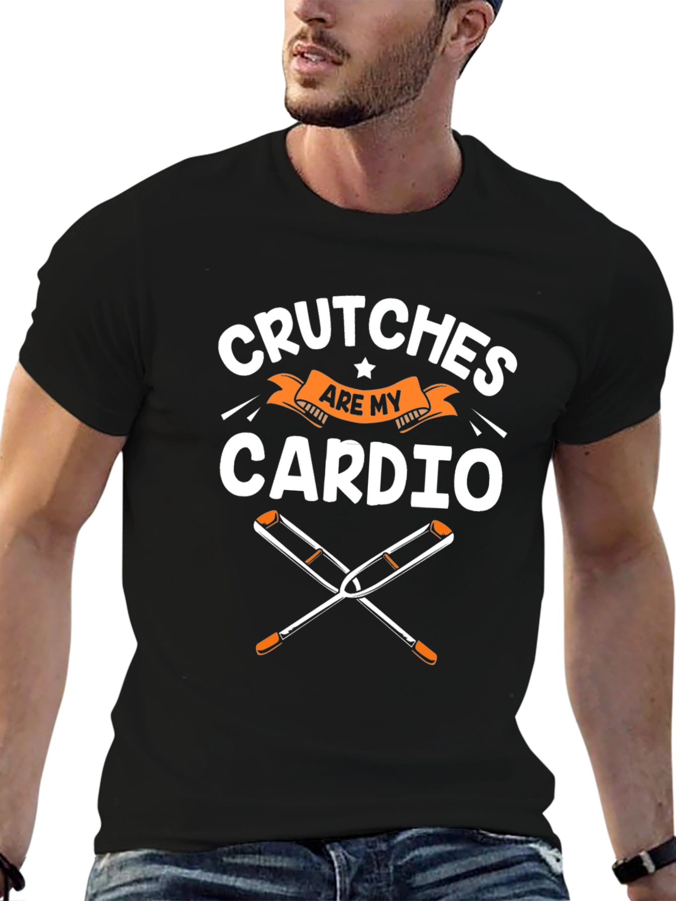 Black Crutches are my Cardio Funny T-Shirt view 6