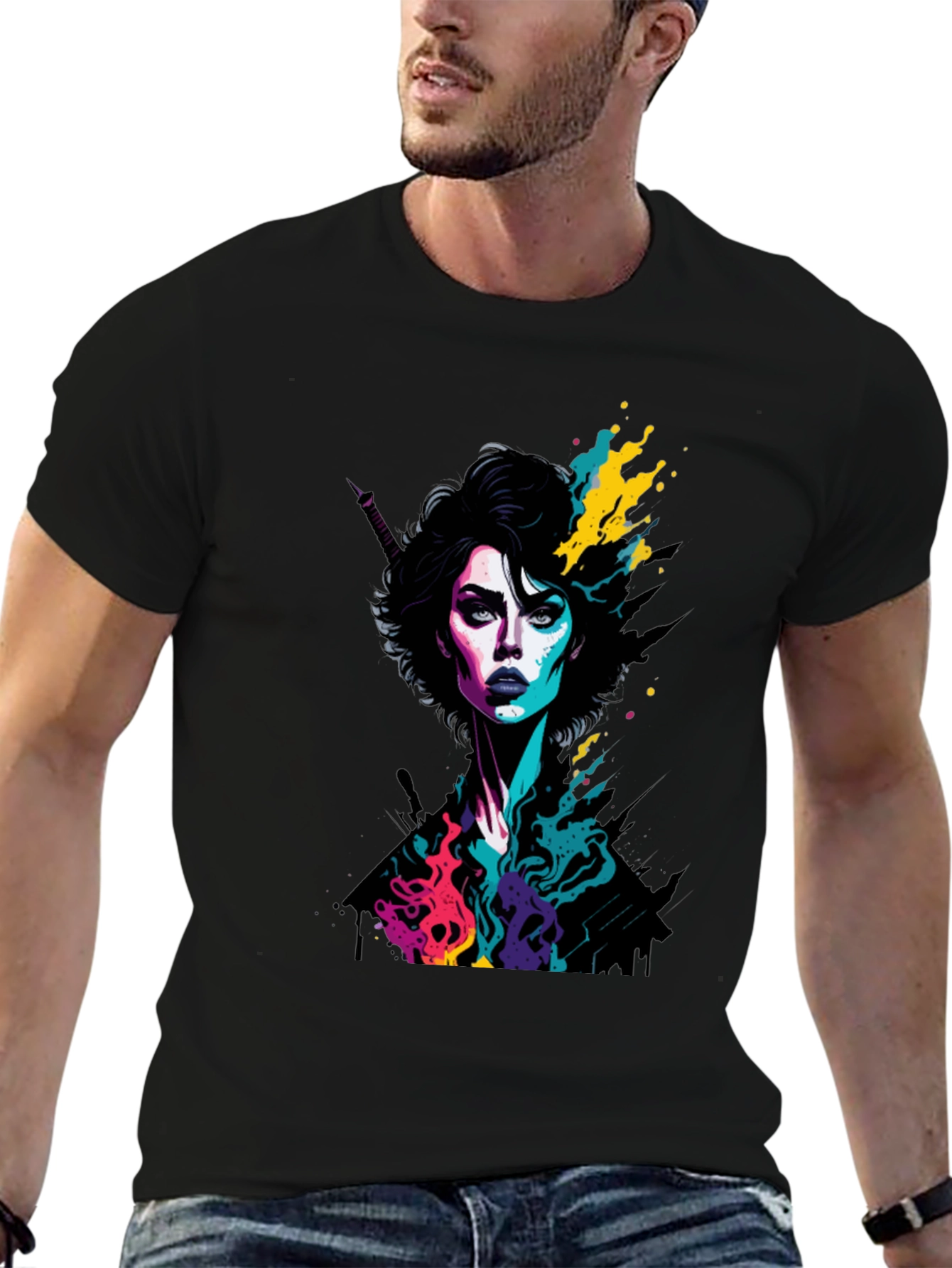 Black Vibrant Woman Graphic Tee - Bold Style! view 6