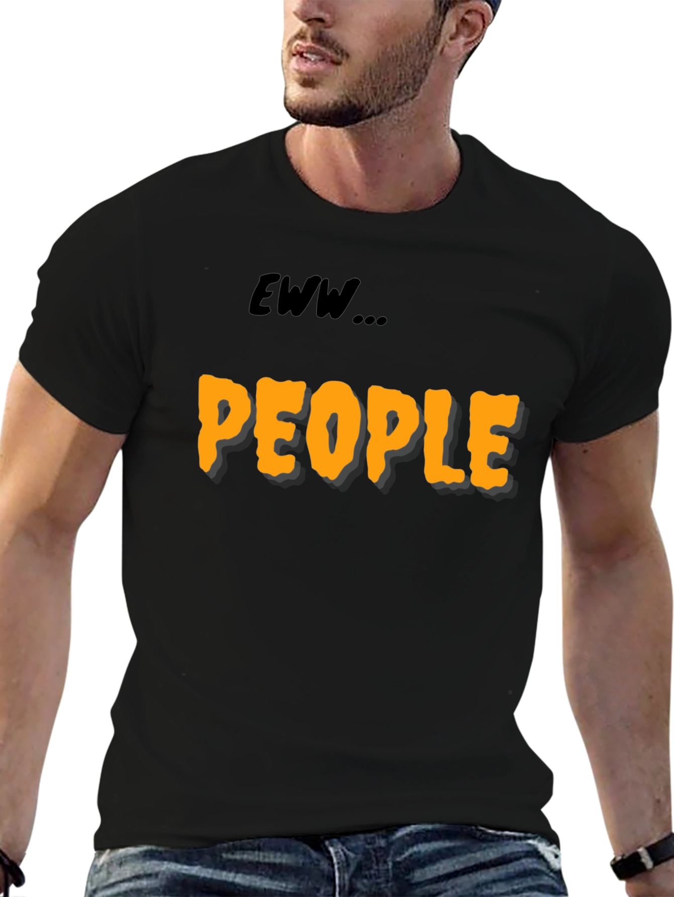 Black Eww People Graphic Tee - Black Cotton Comfort view 6