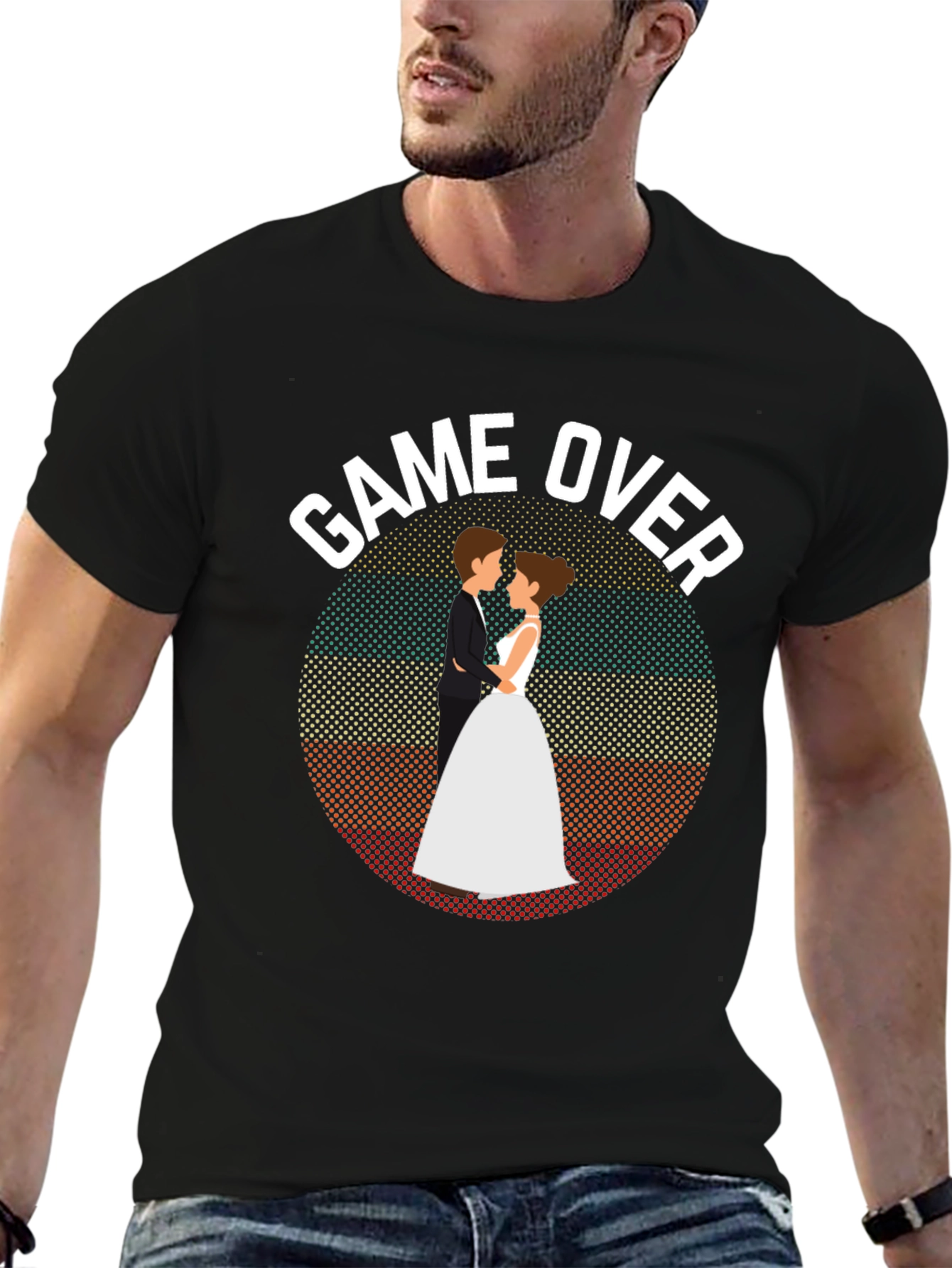 Black Game Over Wedding T-Shirt - Groom Gift view 6