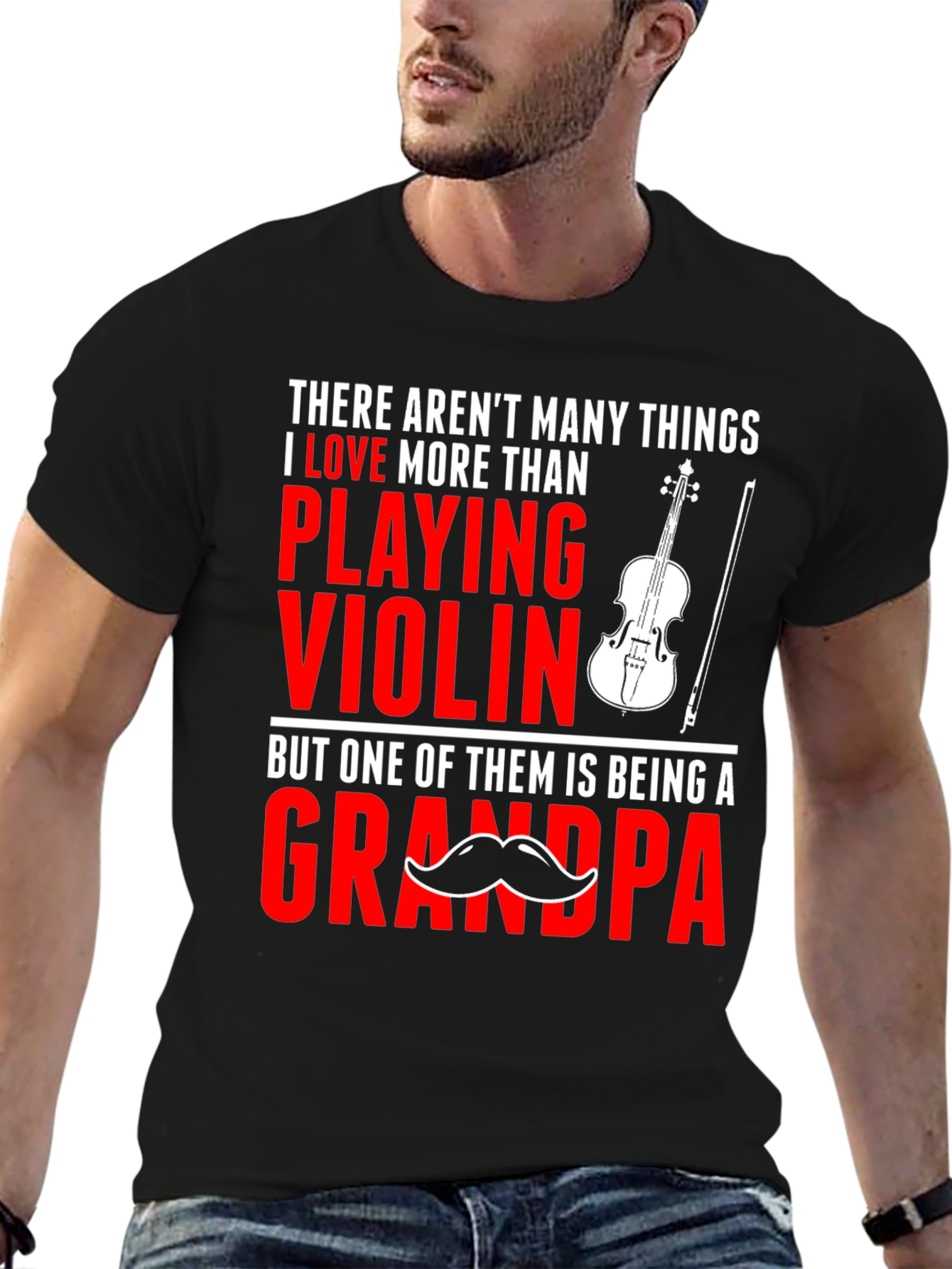 Black Violin Grandpa T-Shirt: Love Playing Grandpa Tee view 6