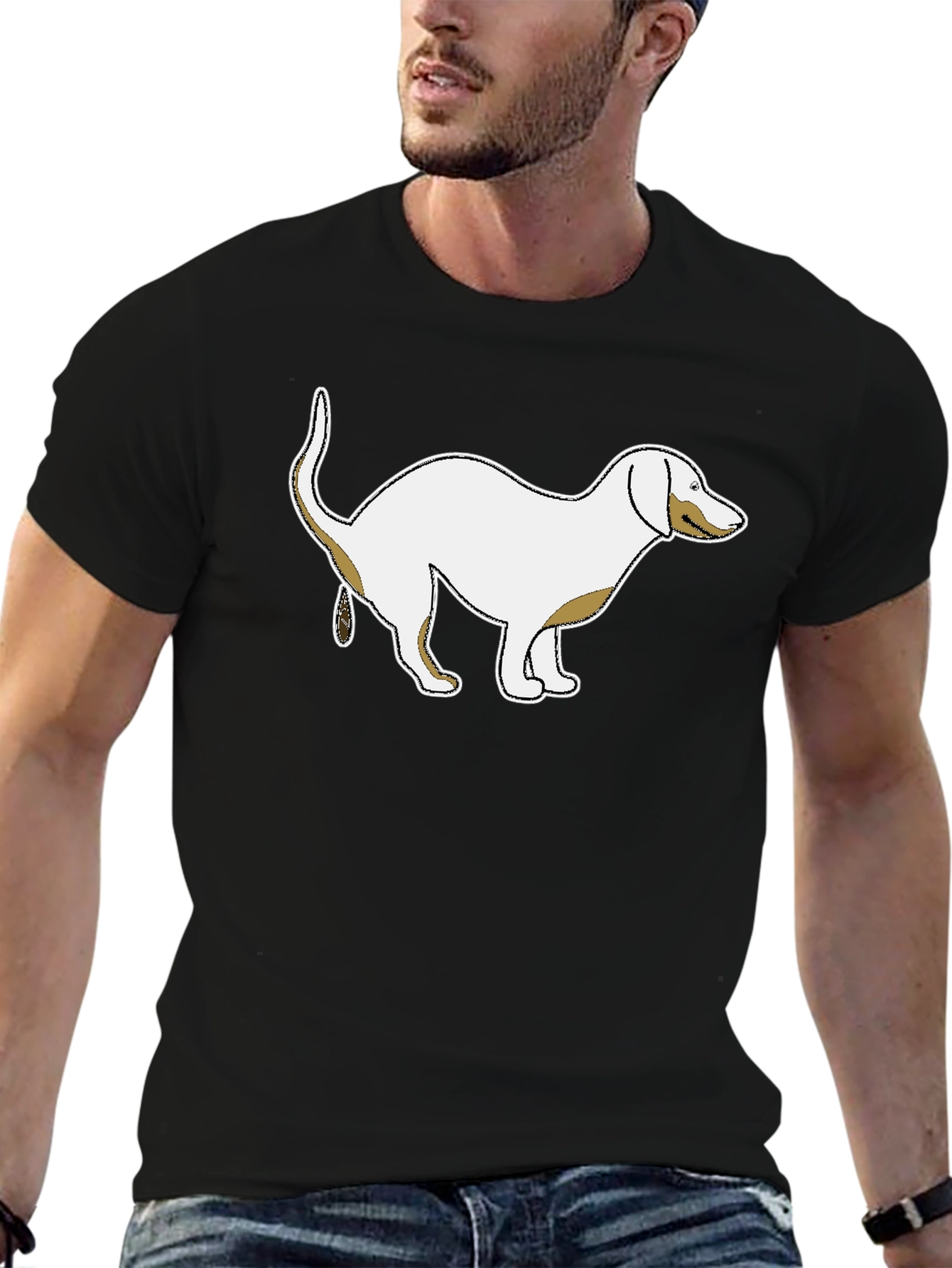 Black Funny Dog Pooping Humor T-Shirt view 6