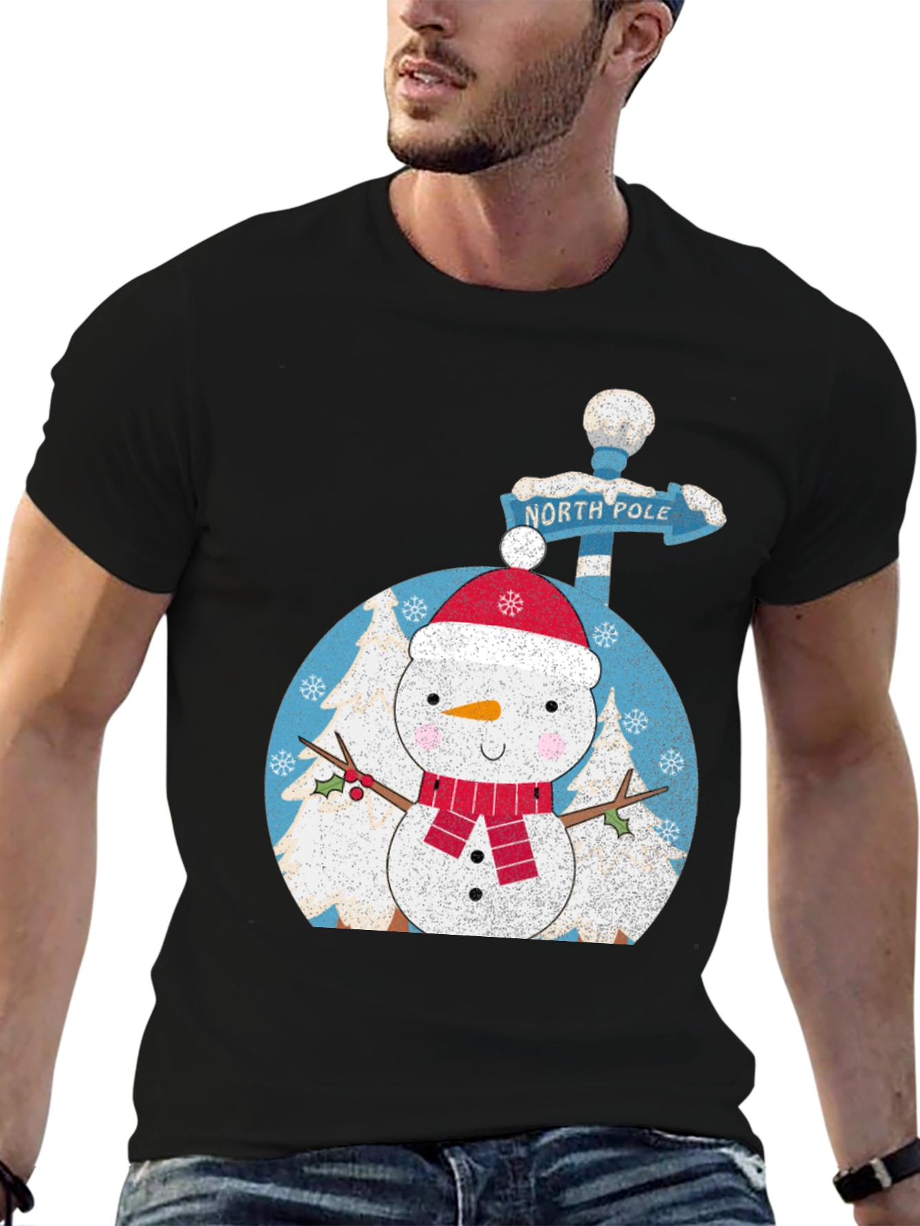 Snowman North Pole Black Tee - 6