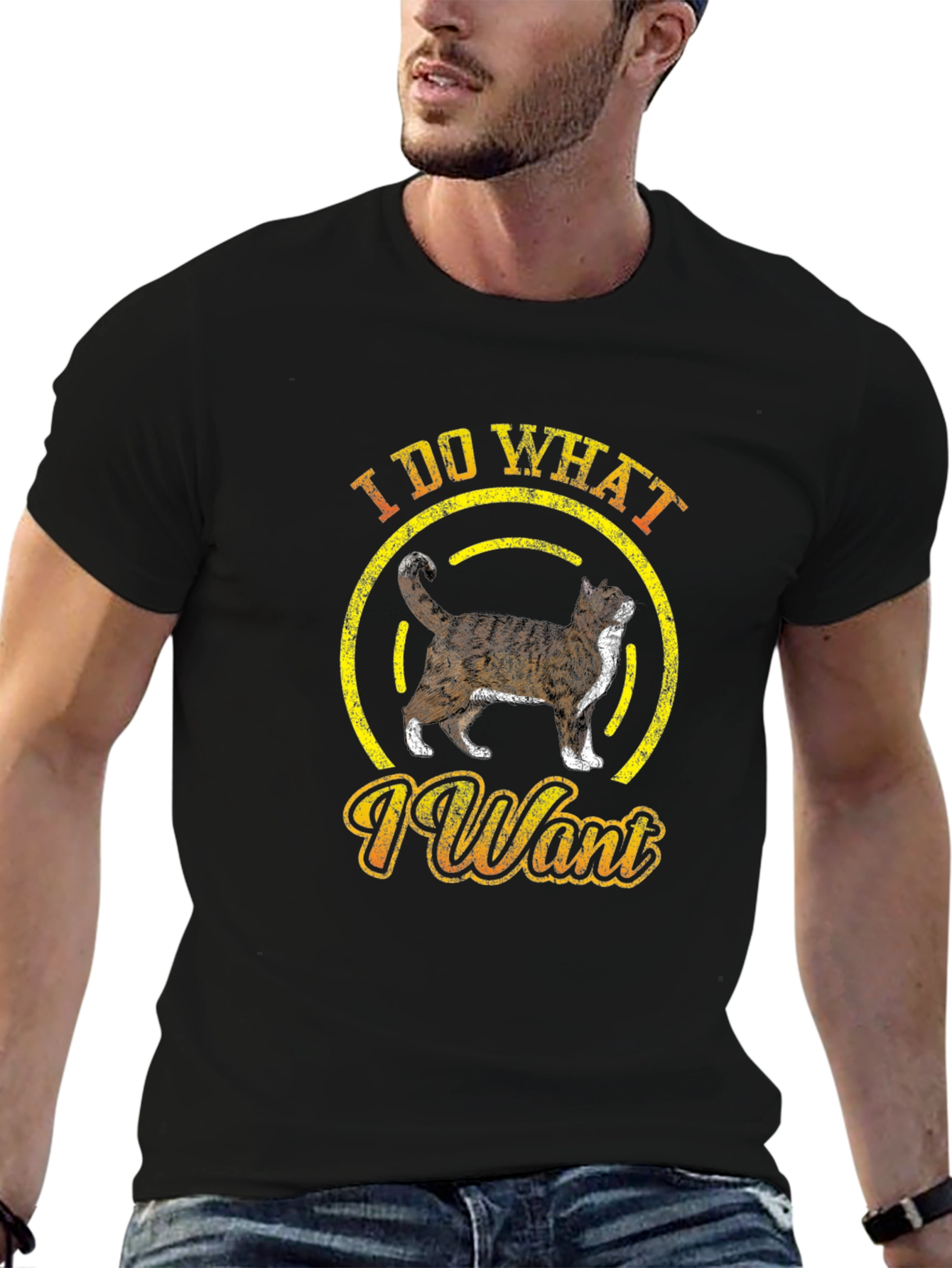 Black I Do What I Want Cat T-Shirt Funny Graphic Tee view 6