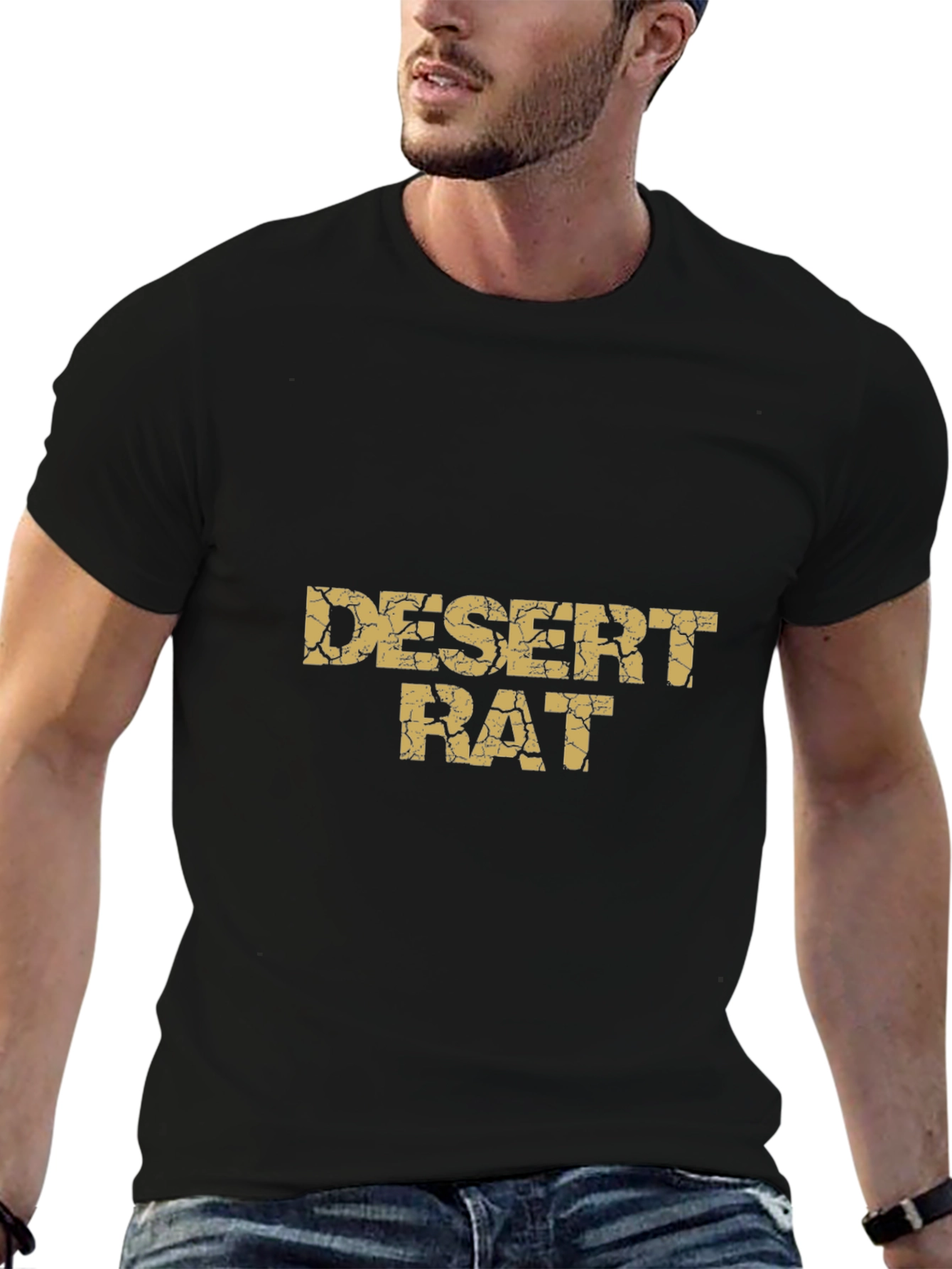 Black Desert Rat Graphic Tee - Black Cotton Casual T-Shirt view 6